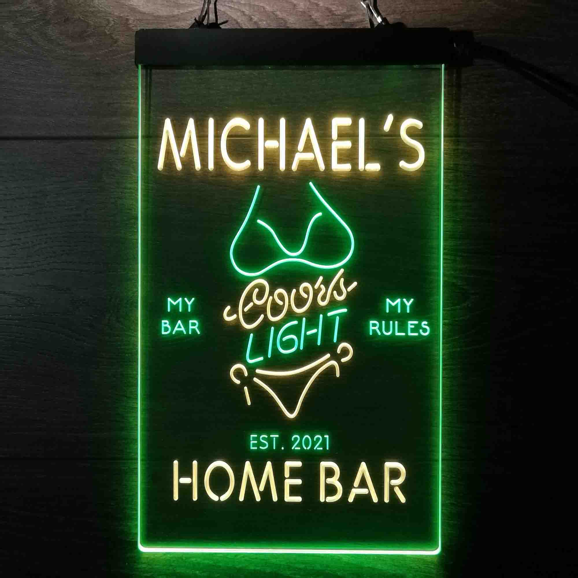 Custom Name Coors Light Bikini Girl Home Bar Neon LED Sign