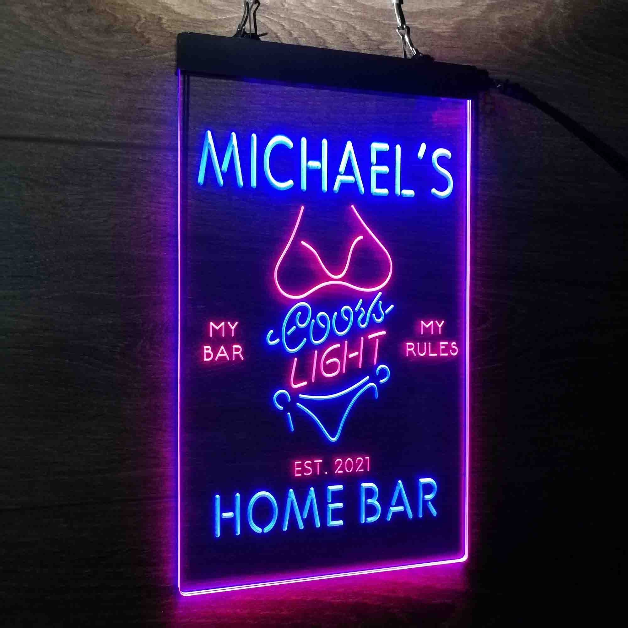 Custom Name Coors Light Bikini Girl Home Bar Neon LED Sign