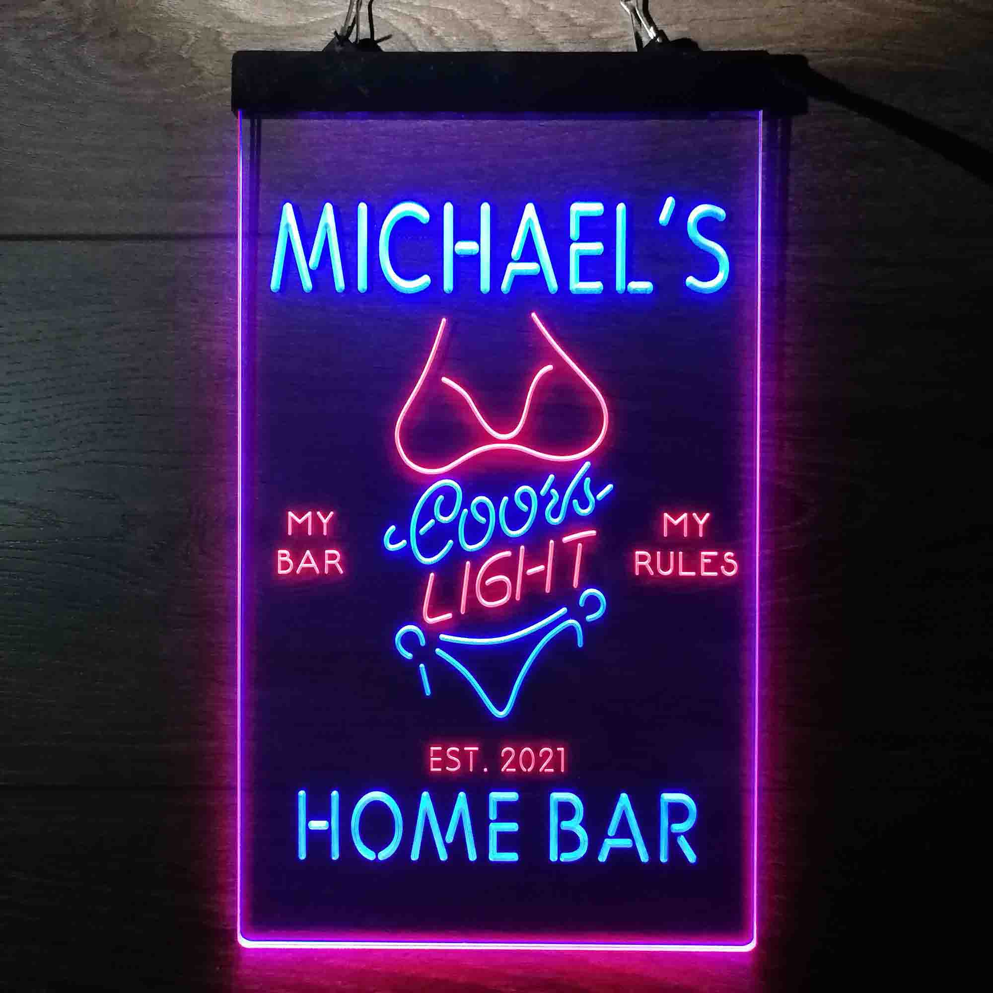 Custom Name Coors Light Bikini Girl Home Bar Neon LED Sign