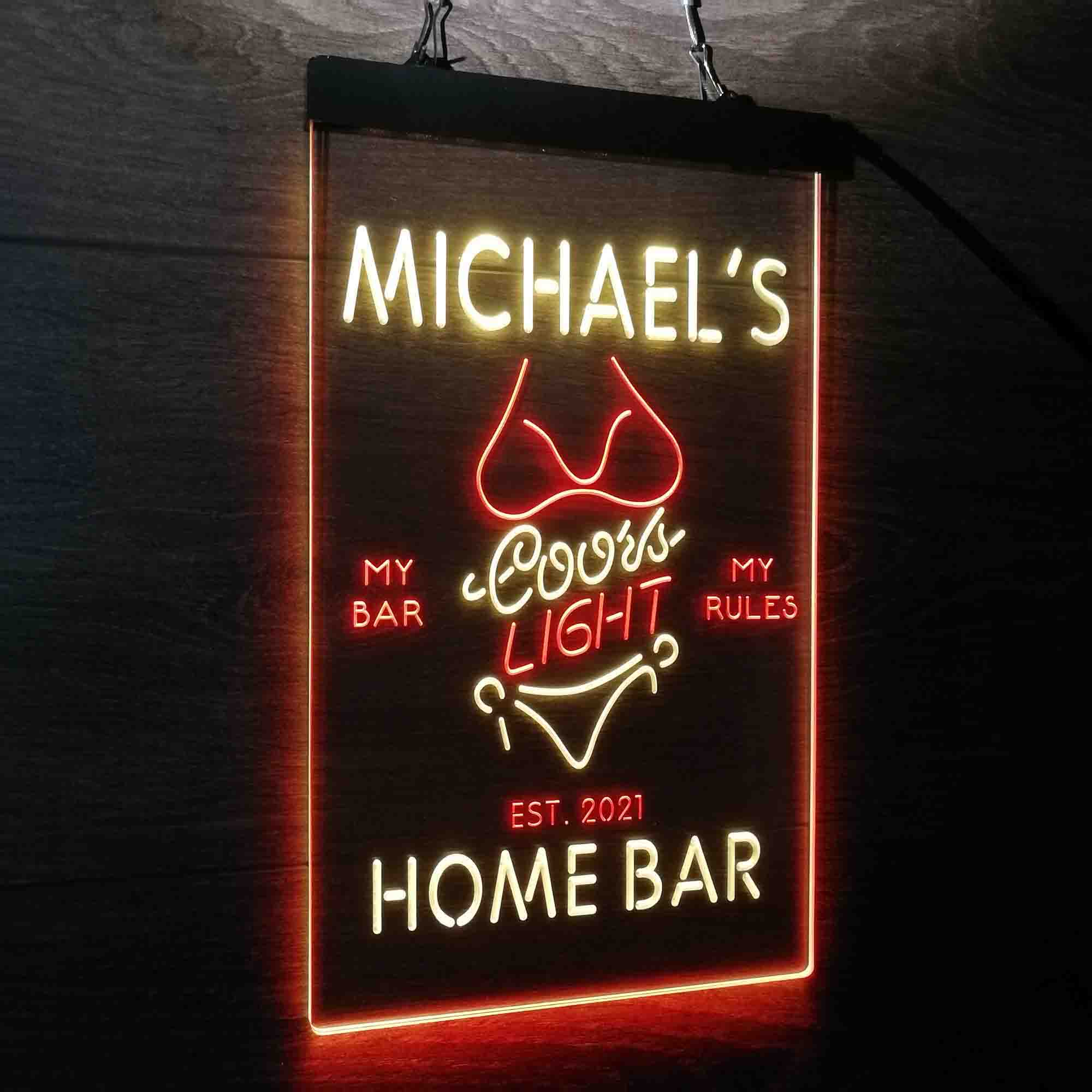 Custom Name Coors Light Bikini Girl Home Bar Neon LED Sign