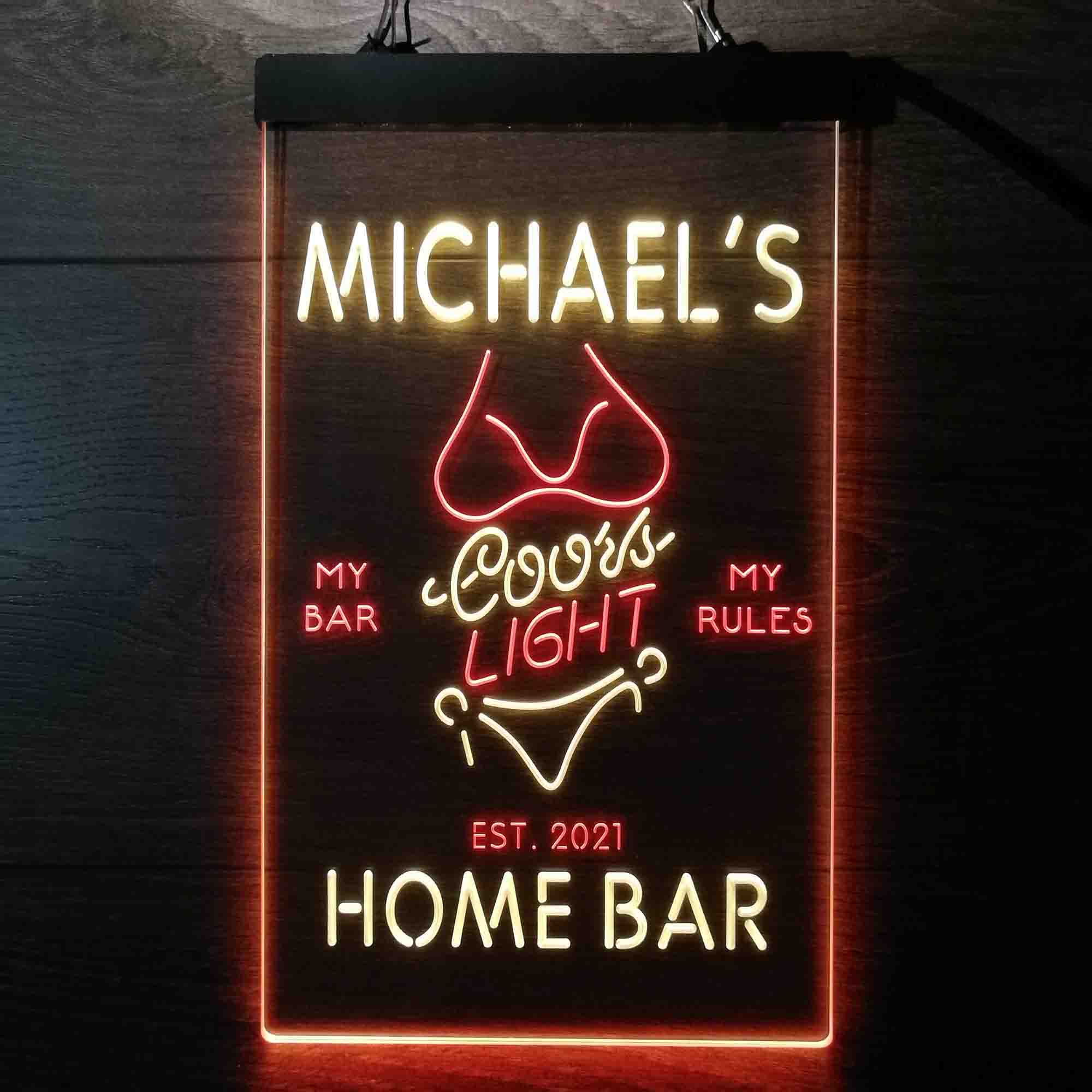 Custom Name Coors Light Bikini Girl Home Bar Neon LED Sign