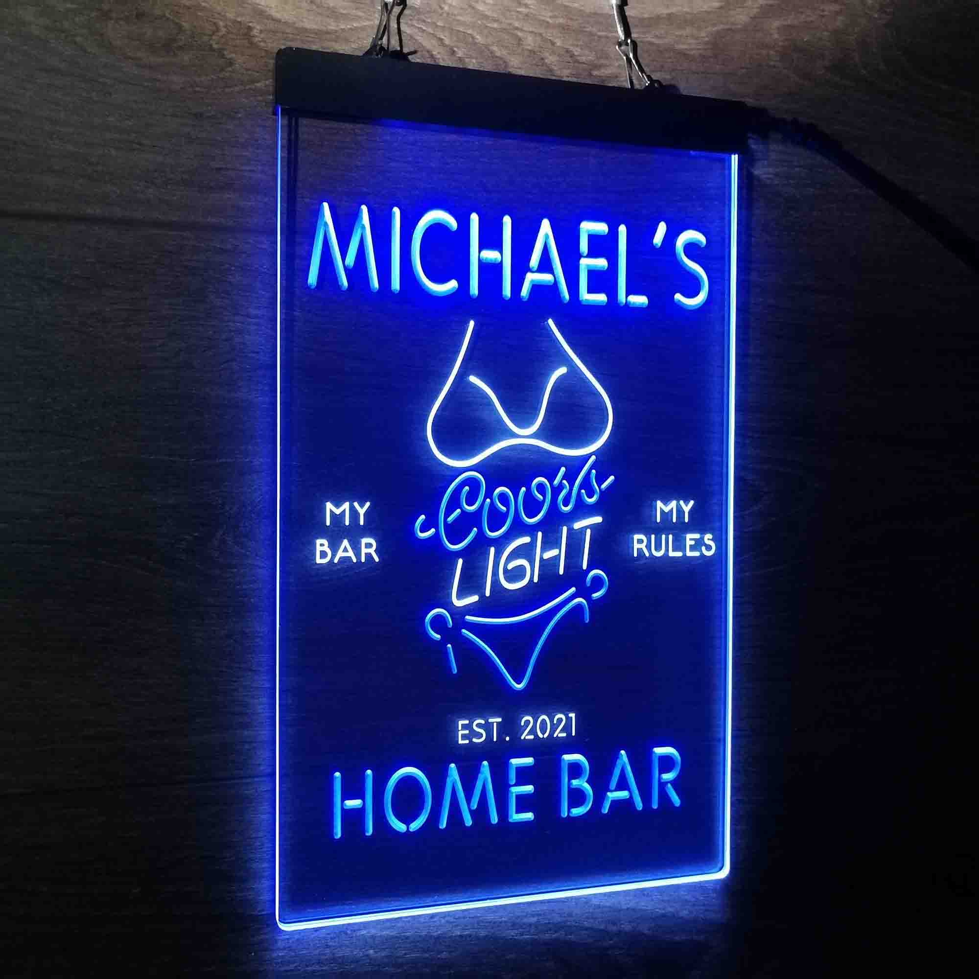 Custom Name Coors Light Bikini Girl Home Bar Neon LED Sign