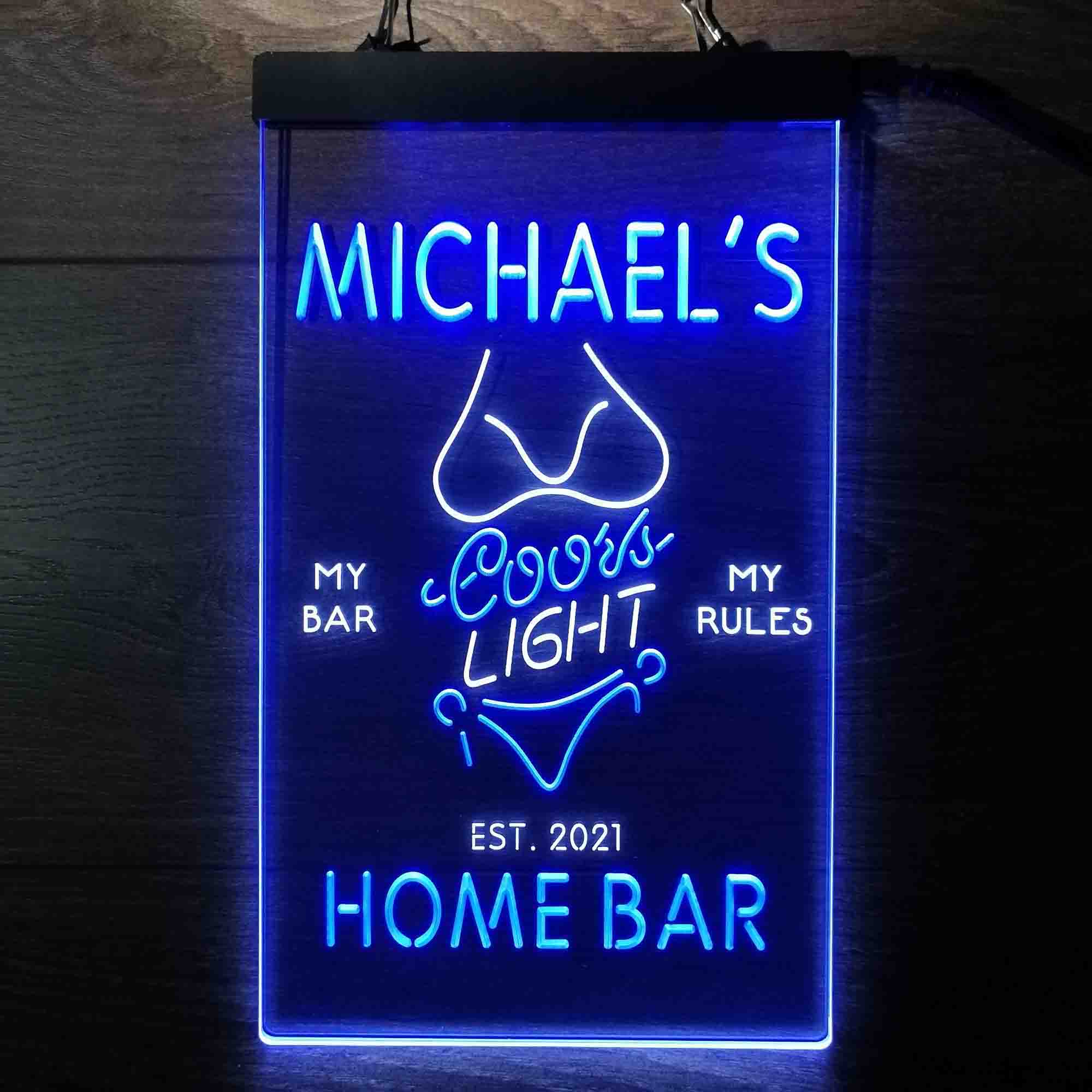 Custom Name Coors Light Bikini Girl Home Bar Neon LED Sign