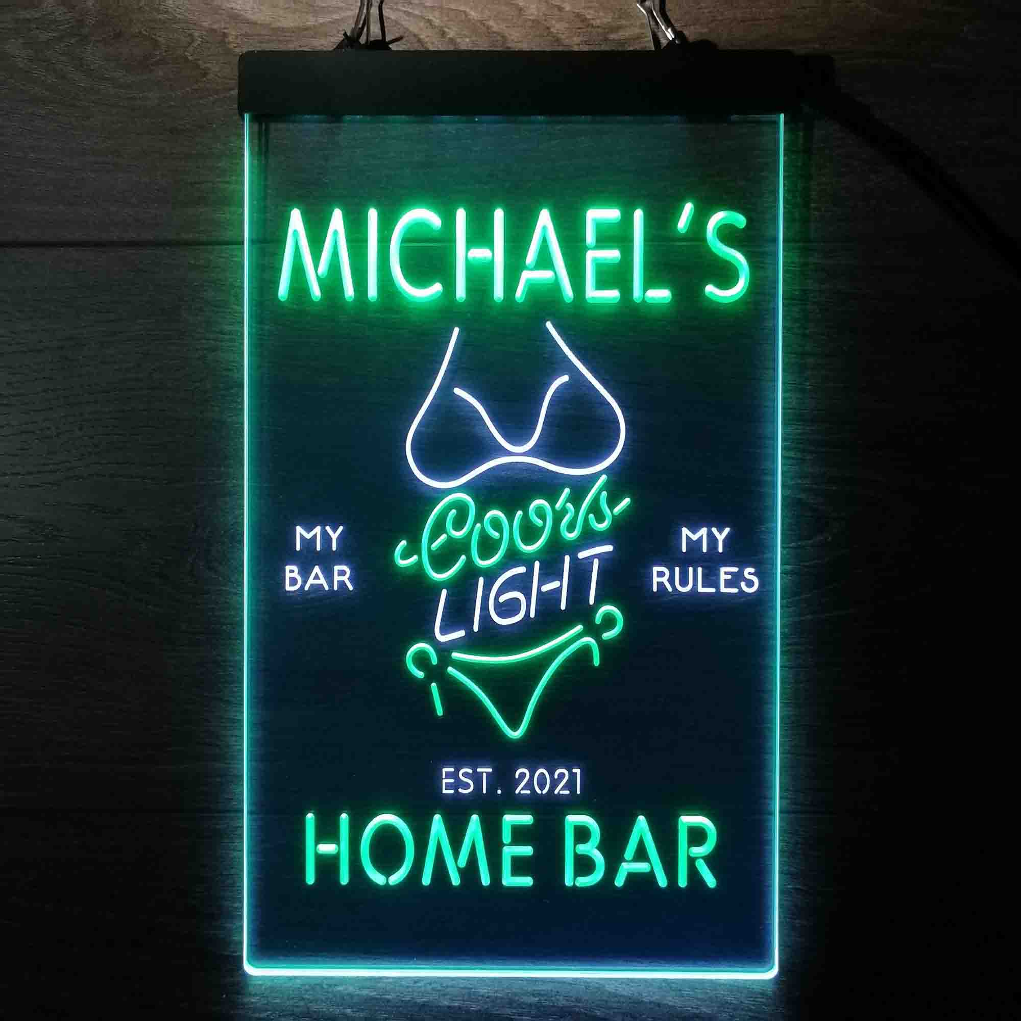 Custom Name Coors Light Bikini Girl Home Bar Neon LED Sign