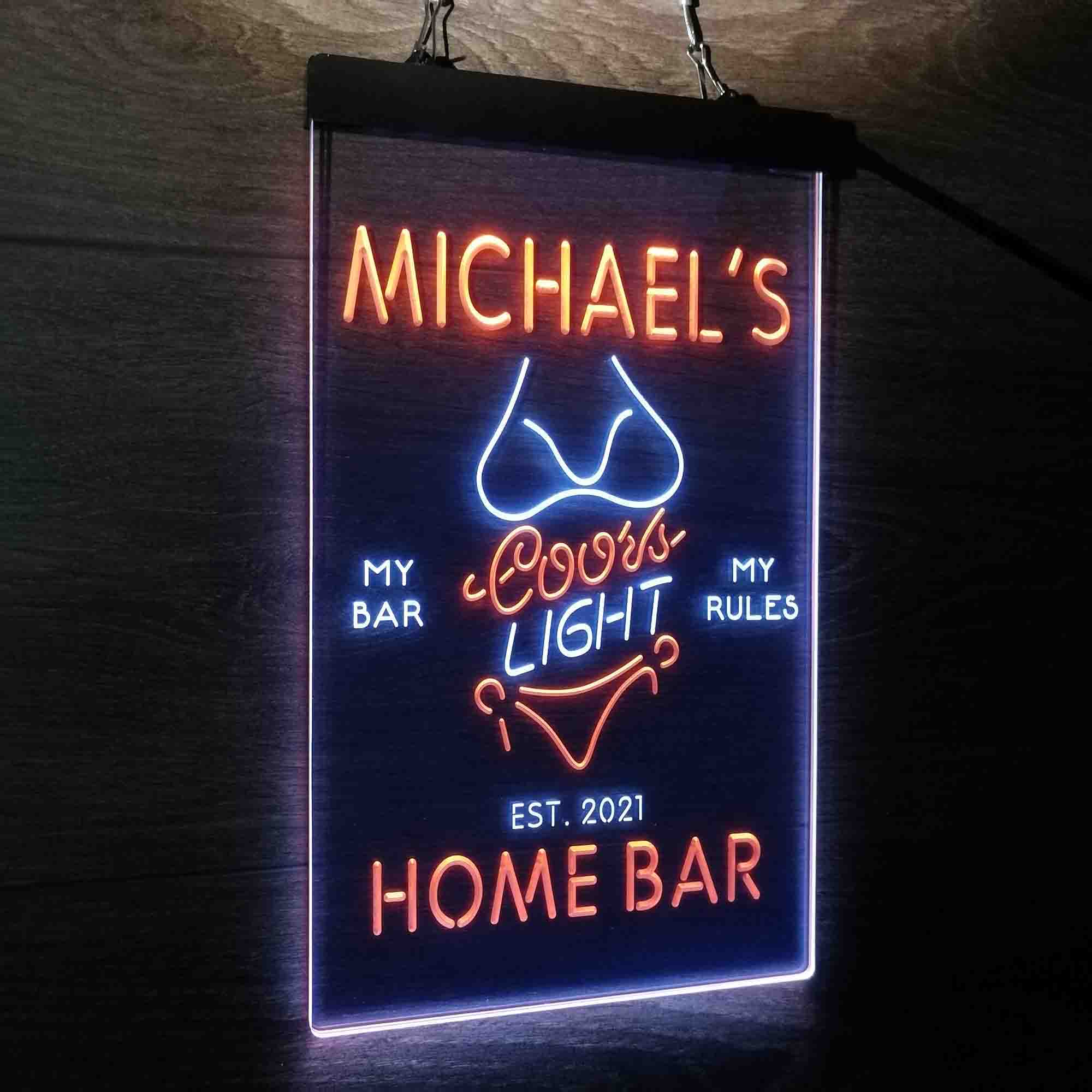 Custom Name Coors Light Bikini Girl Home Bar Neon LED Sign