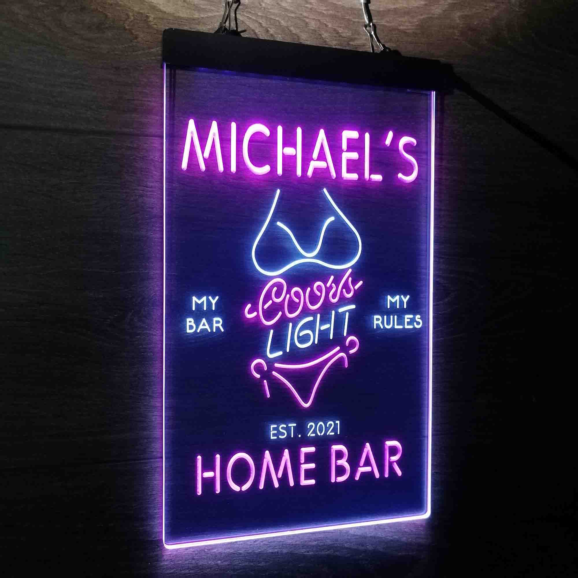 Custom Name Coors Light Bikini Girl Home Bar Neon LED Sign