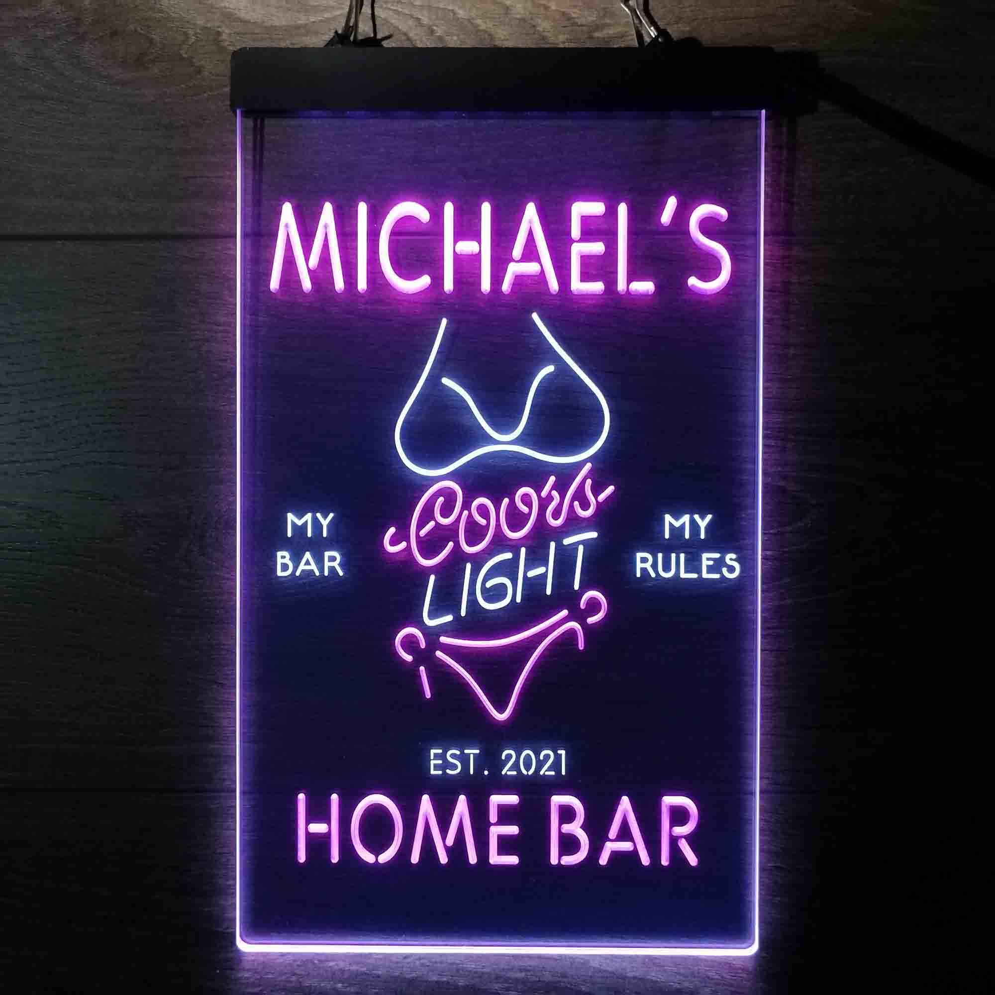 Custom Name Coors Light Bikini Girl Home Bar Neon LED Sign