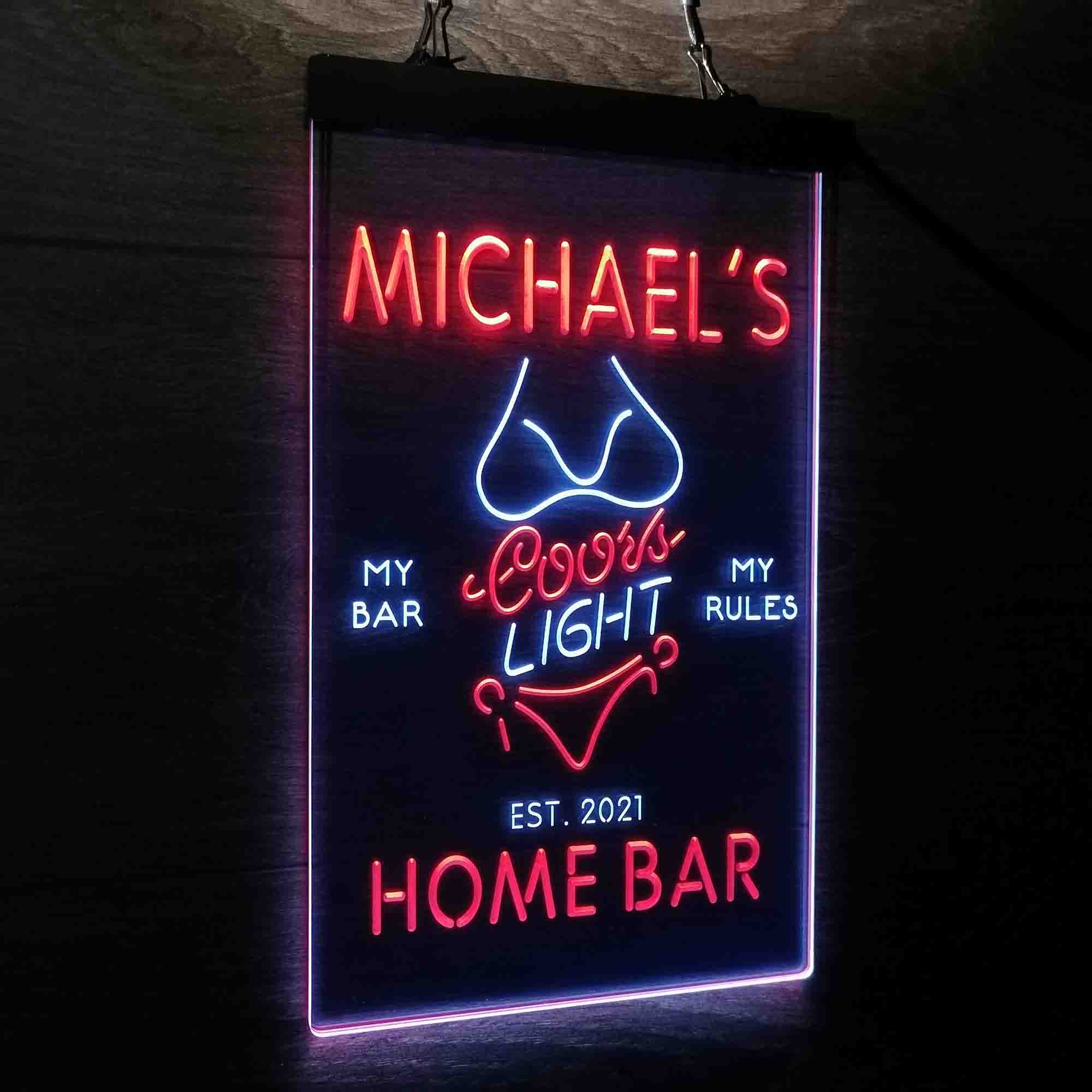 Custom Name Coors Light Bikini Girl Home Bar Neon LED Sign