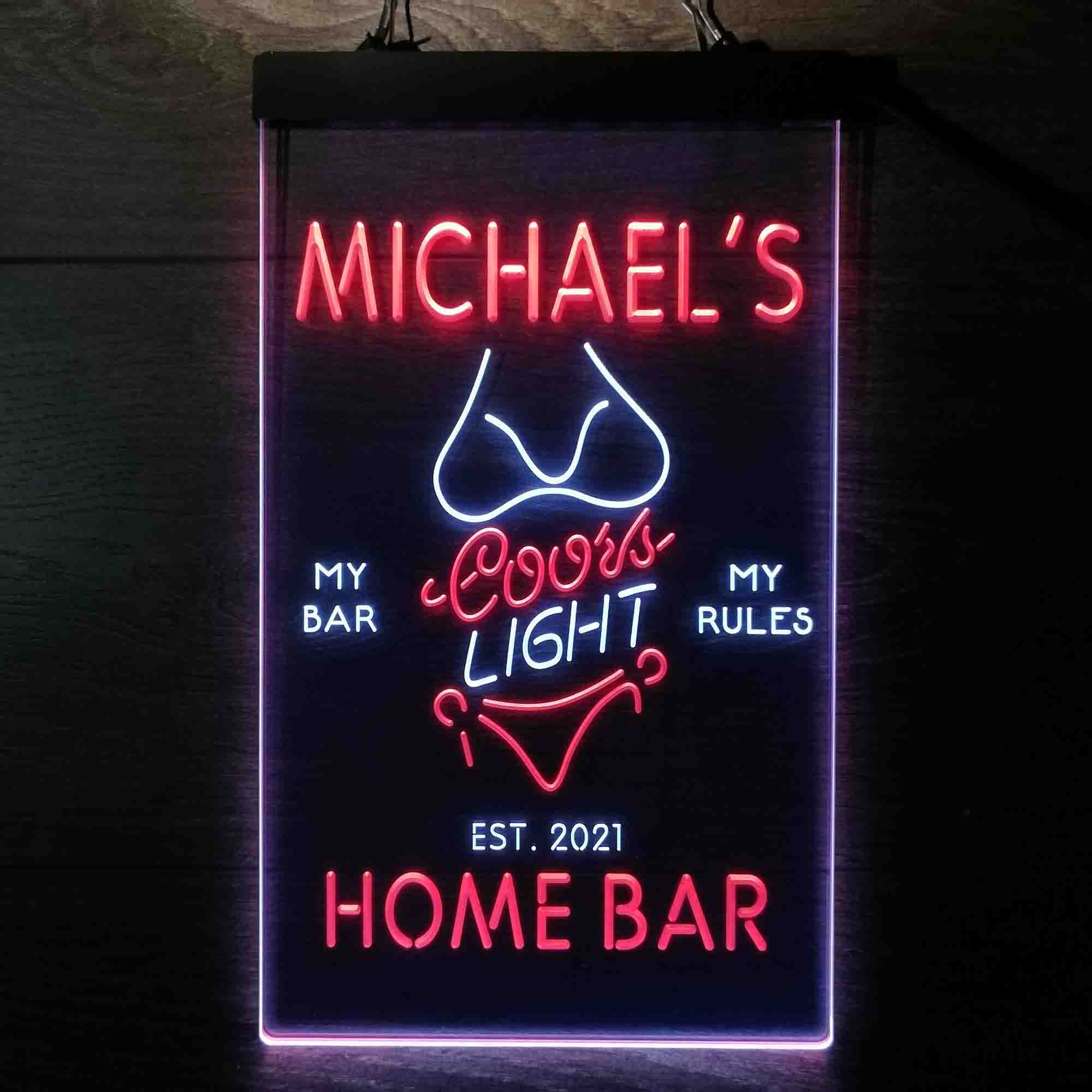 Custom Name Coors Light Bikini Girl Home Bar Neon LED Sign