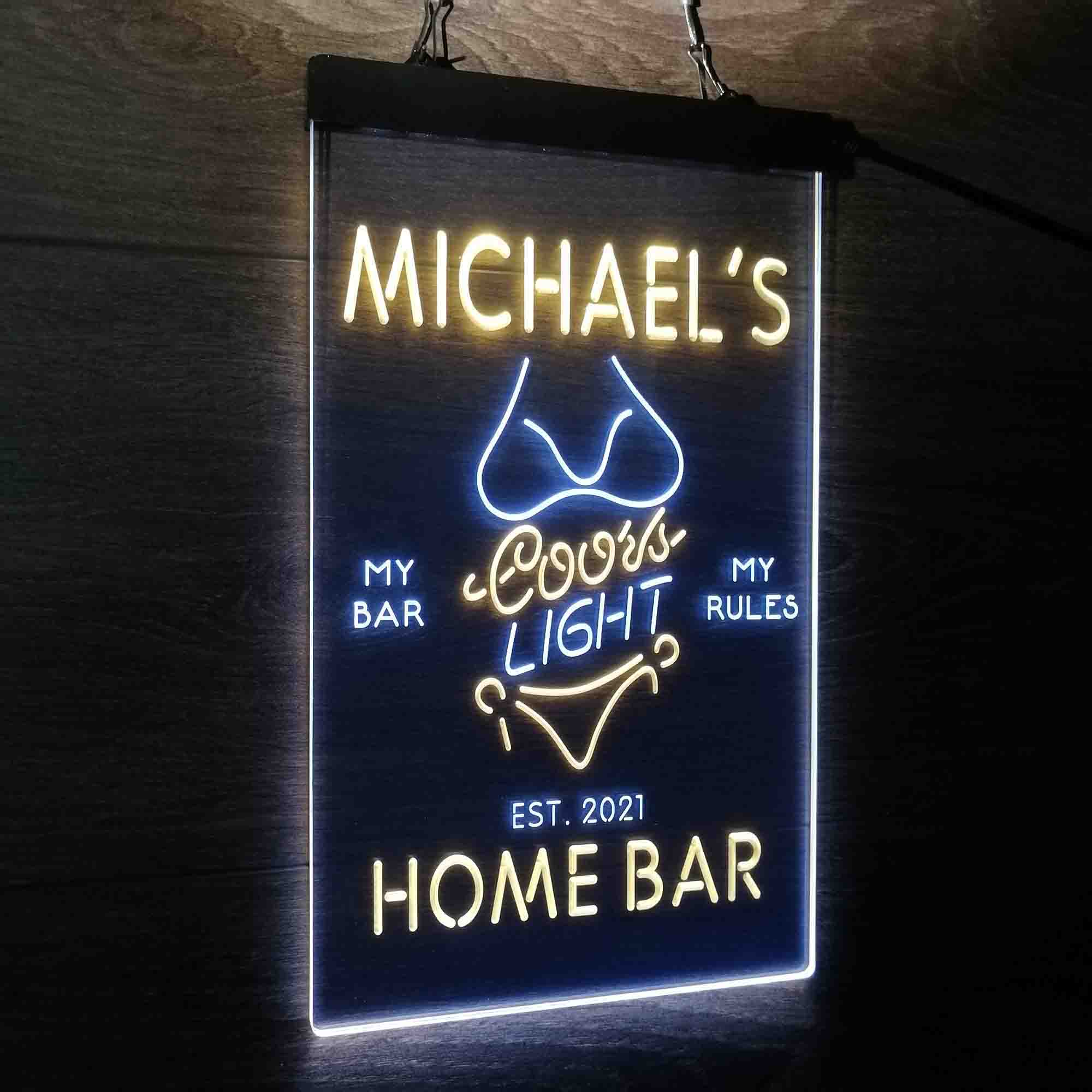 Custom Name Coors Light Bikini Girl Home Bar Neon LED Sign