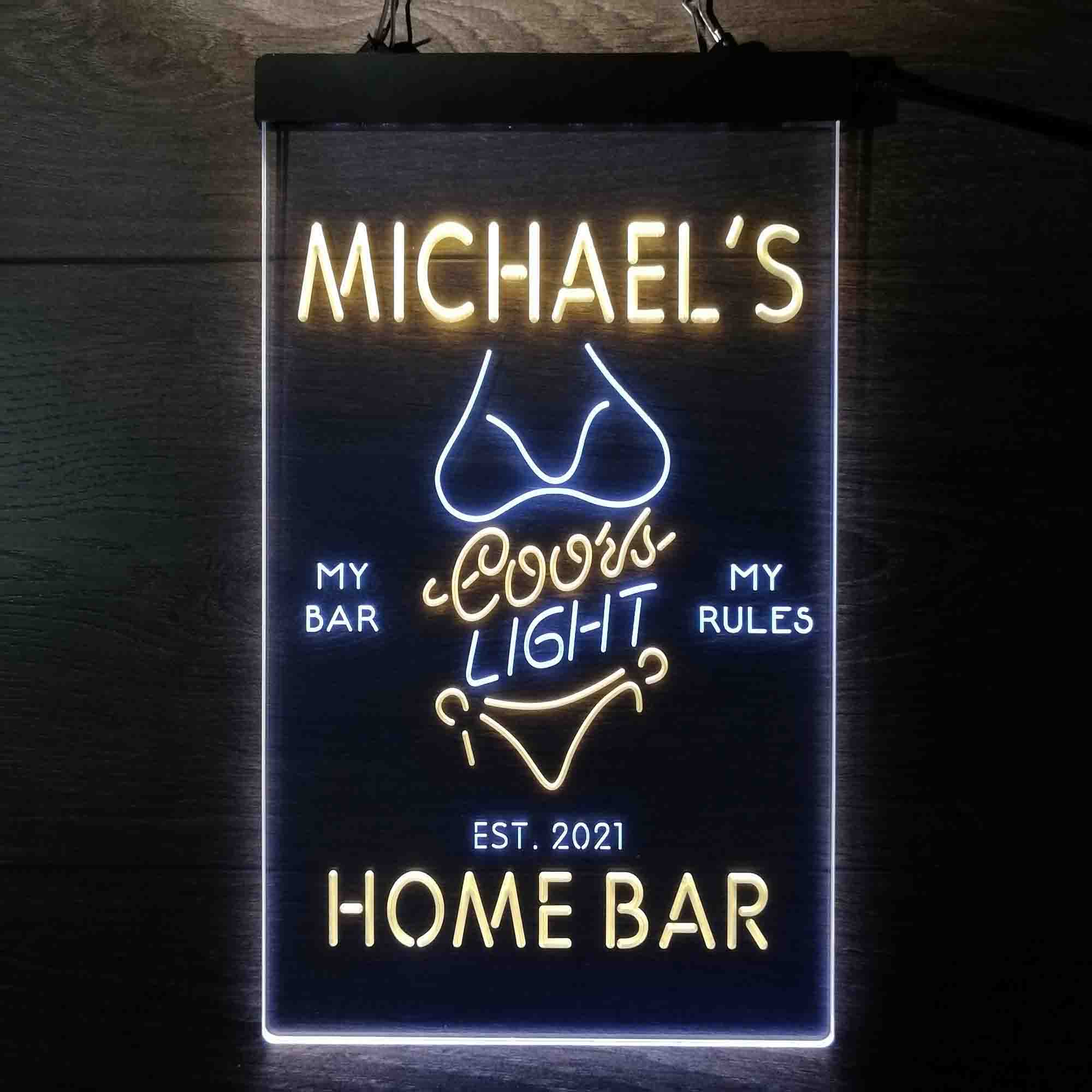 Custom Name Coors Light Bikini Girl Home Bar Neon LED Sign