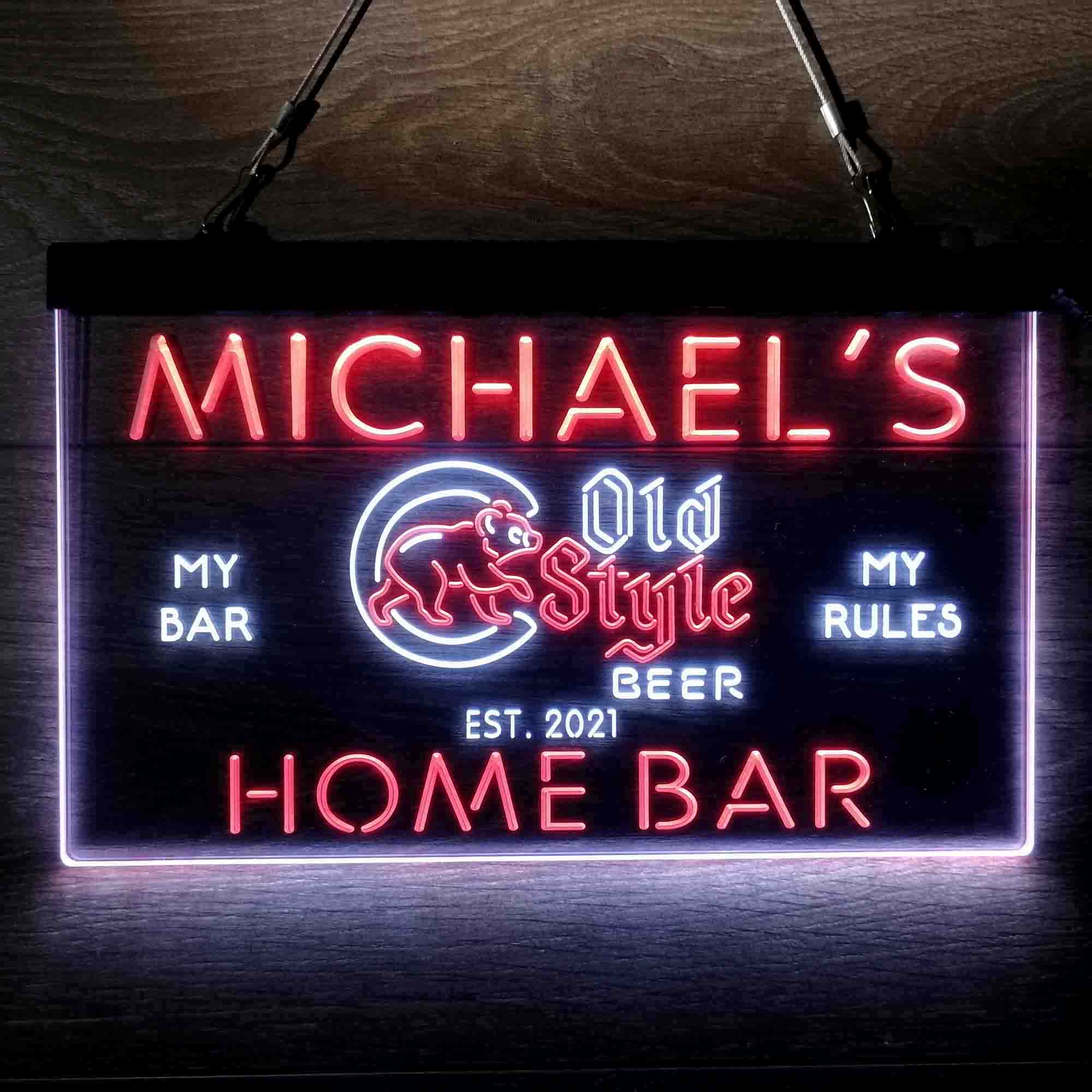 Custom Name Cubs Old Style Beer Bar Home Bar Neon LED Sign