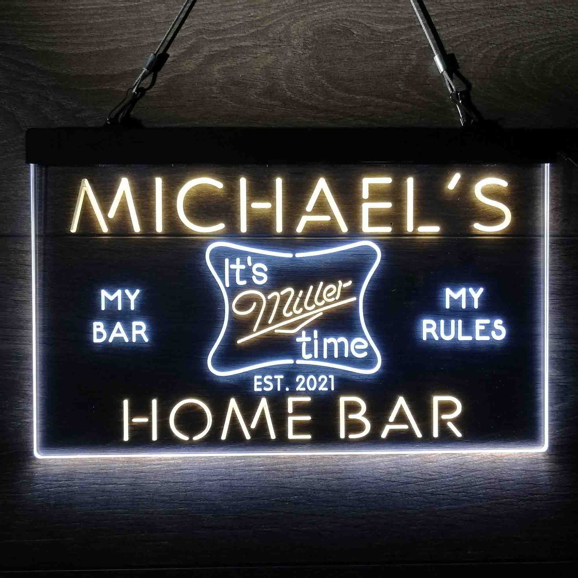 Custom Name It's Miller Time Beer Bar Home Bar Neon LED Sign