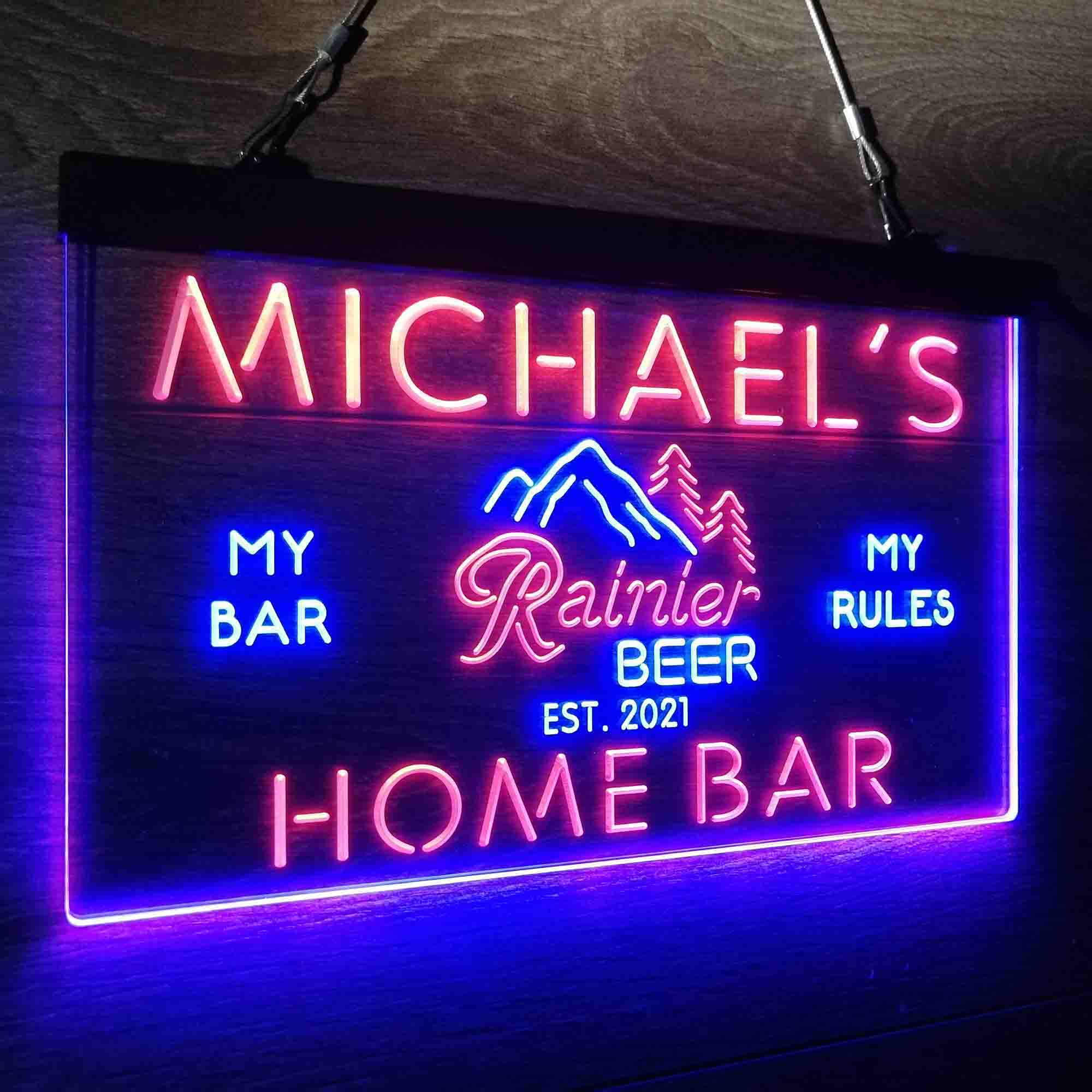 Custom Name Rainier Beer Club Mountain Room D¨¦cor Home Bar Neon LED Sign