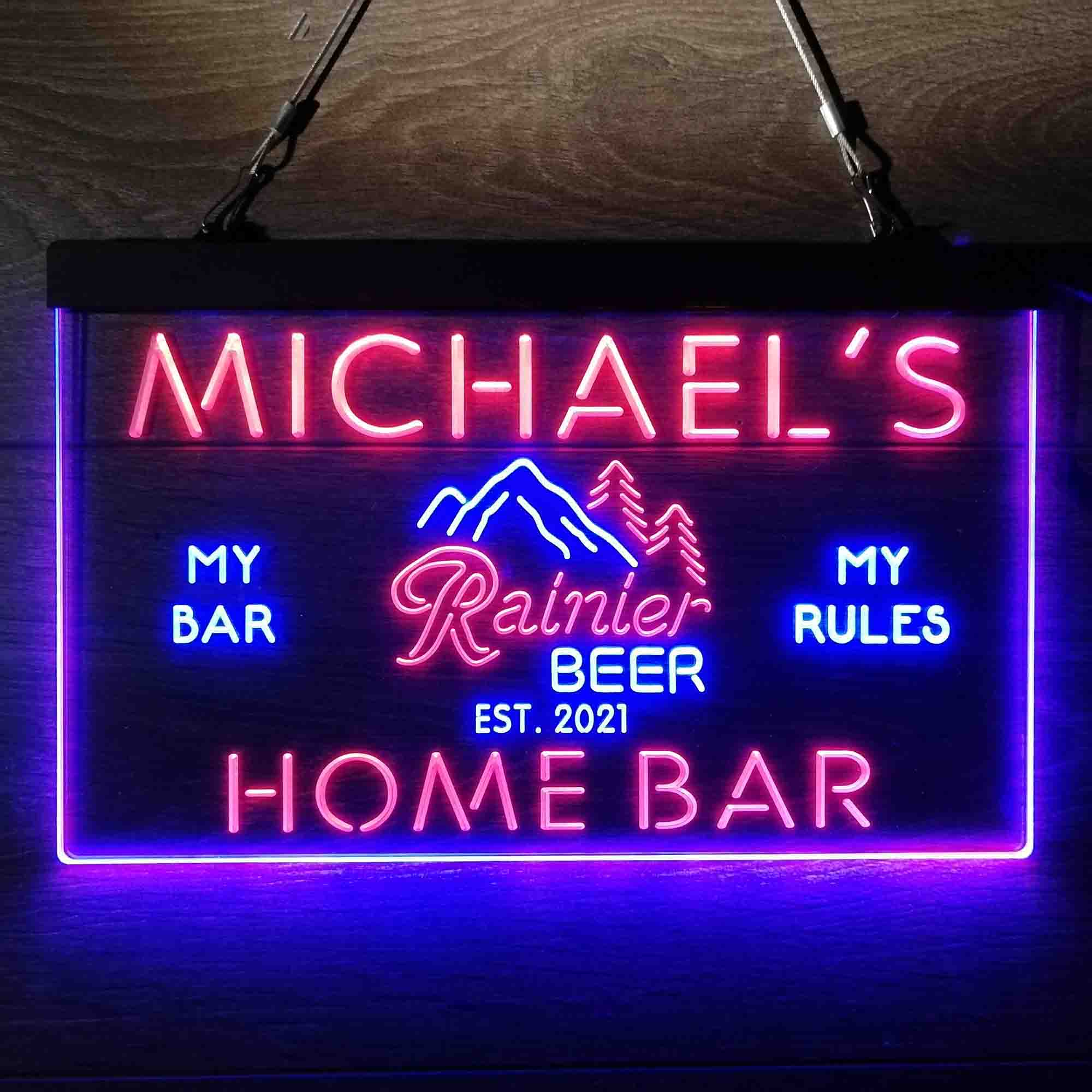 Custom Name Rainier Beer Club Mountain Room D¨¦cor Home Bar Neon LED Sign