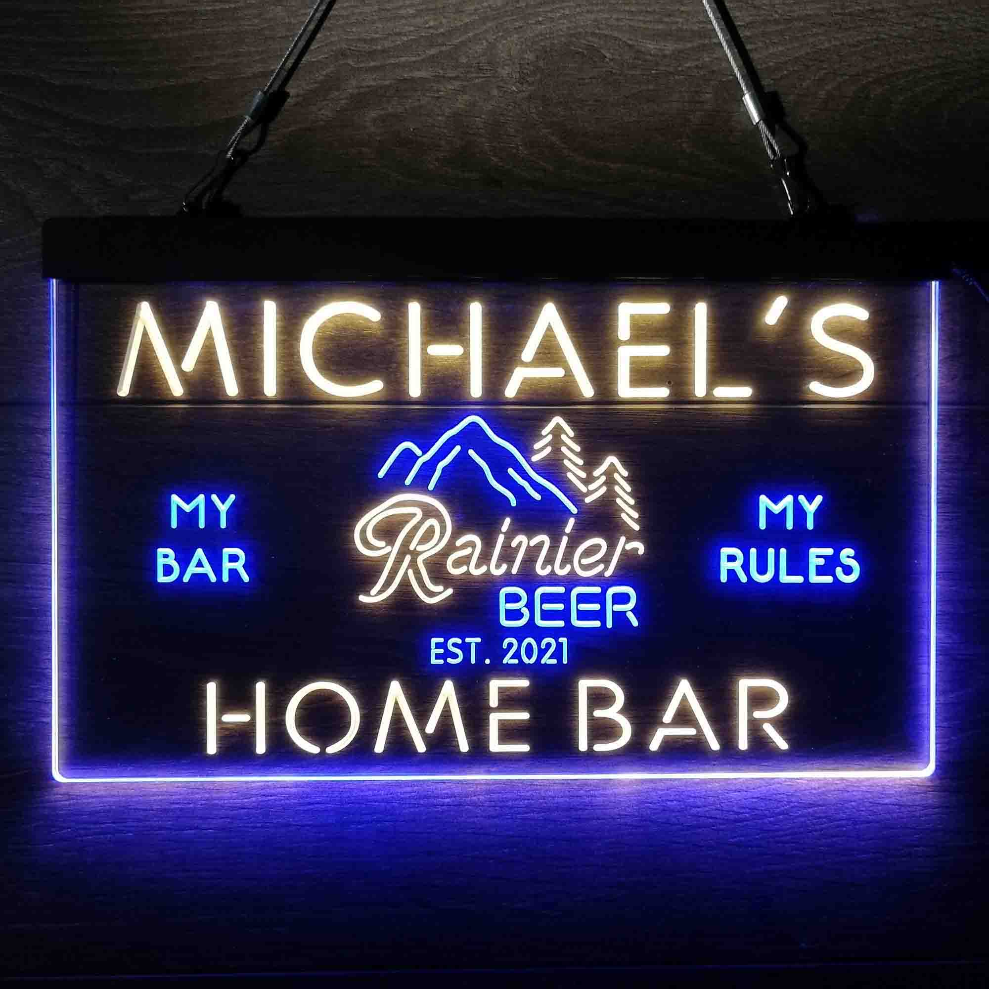 Custom Name Rainier Beer Club Mountain Room D¨¦cor Home Bar Neon LED Sign