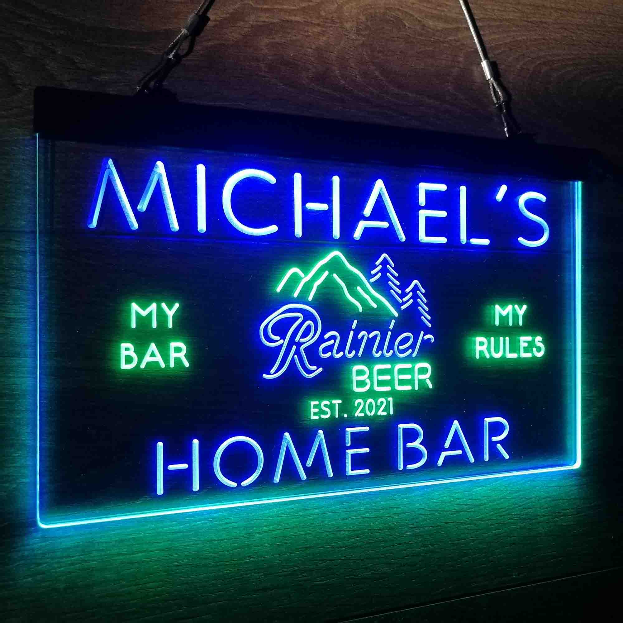 Custom Name Rainier Beer Club Mountain Room D¨¦cor Home Bar Neon LED Sign