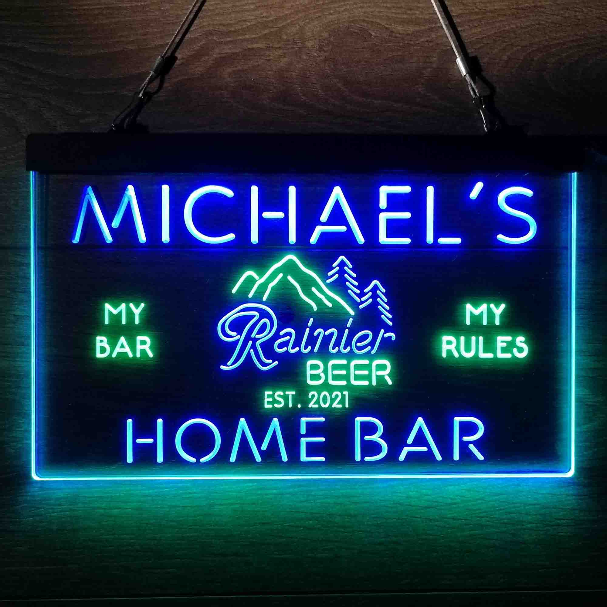 Custom Name Rainier Beer Club Mountain Room D¨¦cor Home Bar Neon LED Sign