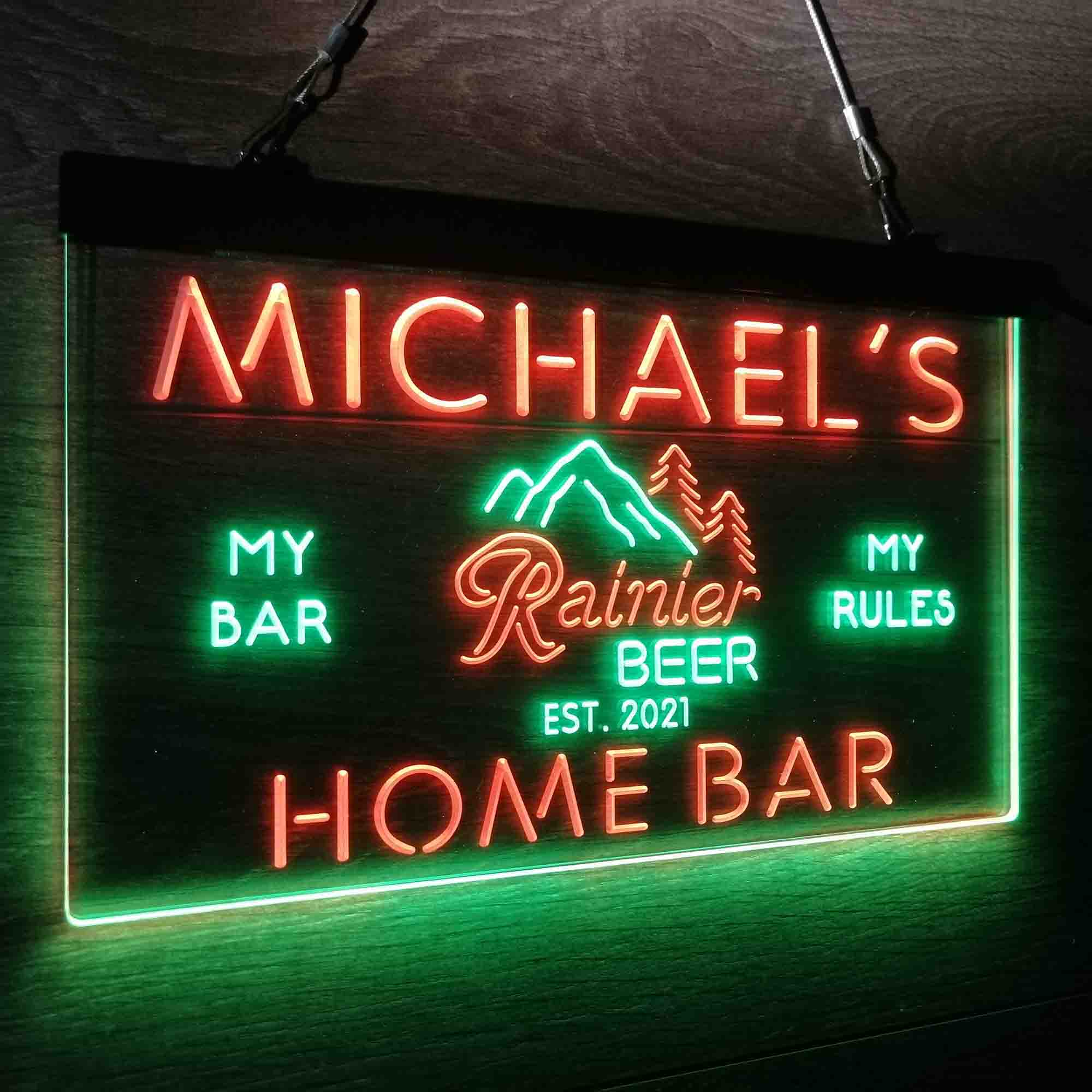 Custom Name Rainier Beer Club Mountain Room D¨¦cor Home Bar Neon LED Sign