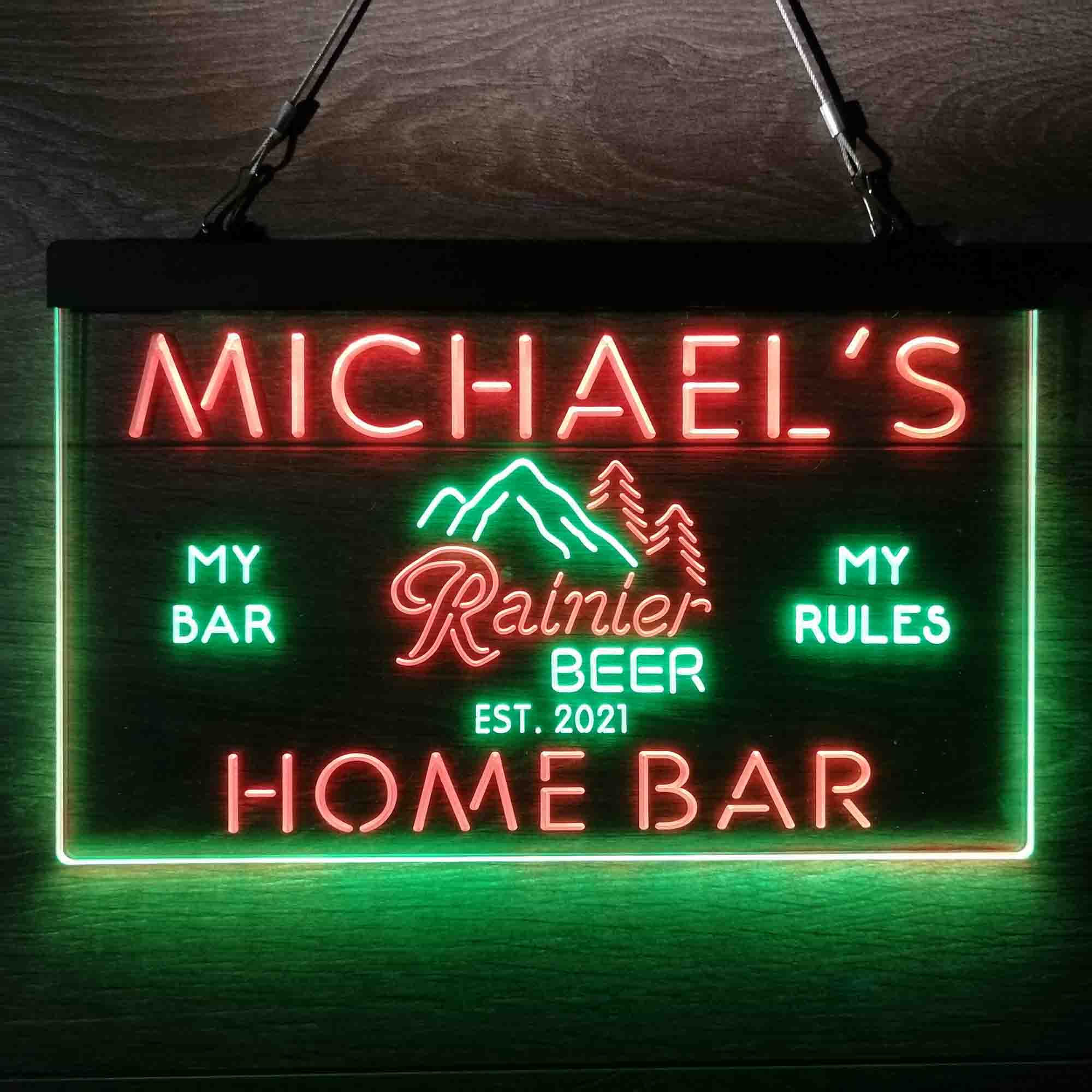 Custom Name Rainier Beer Club Mountain Room D¨¦cor Home Bar Neon LED Sign