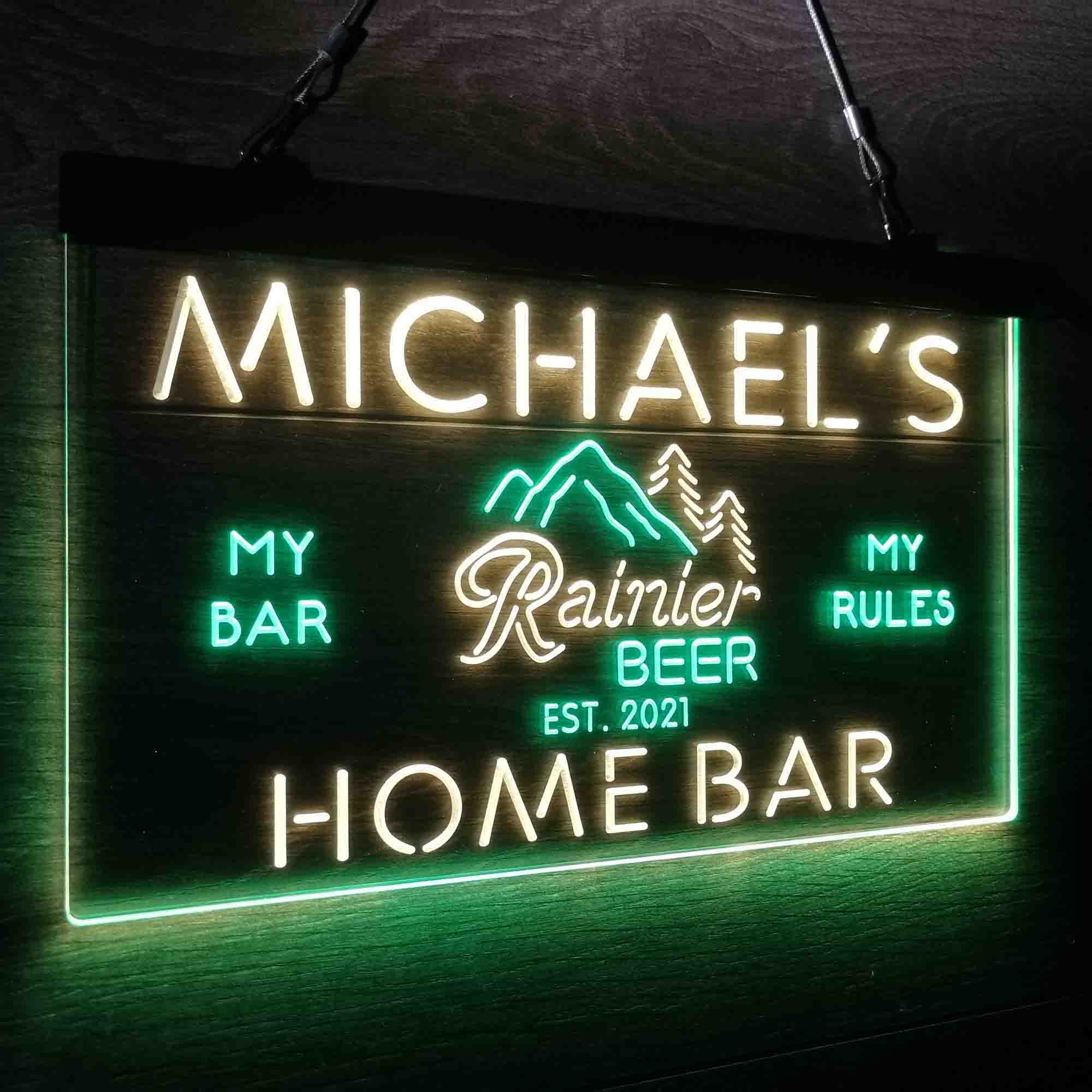 Custom Name Rainier Beer Club Mountain Room D¨¦cor Home Bar Neon LED Sign