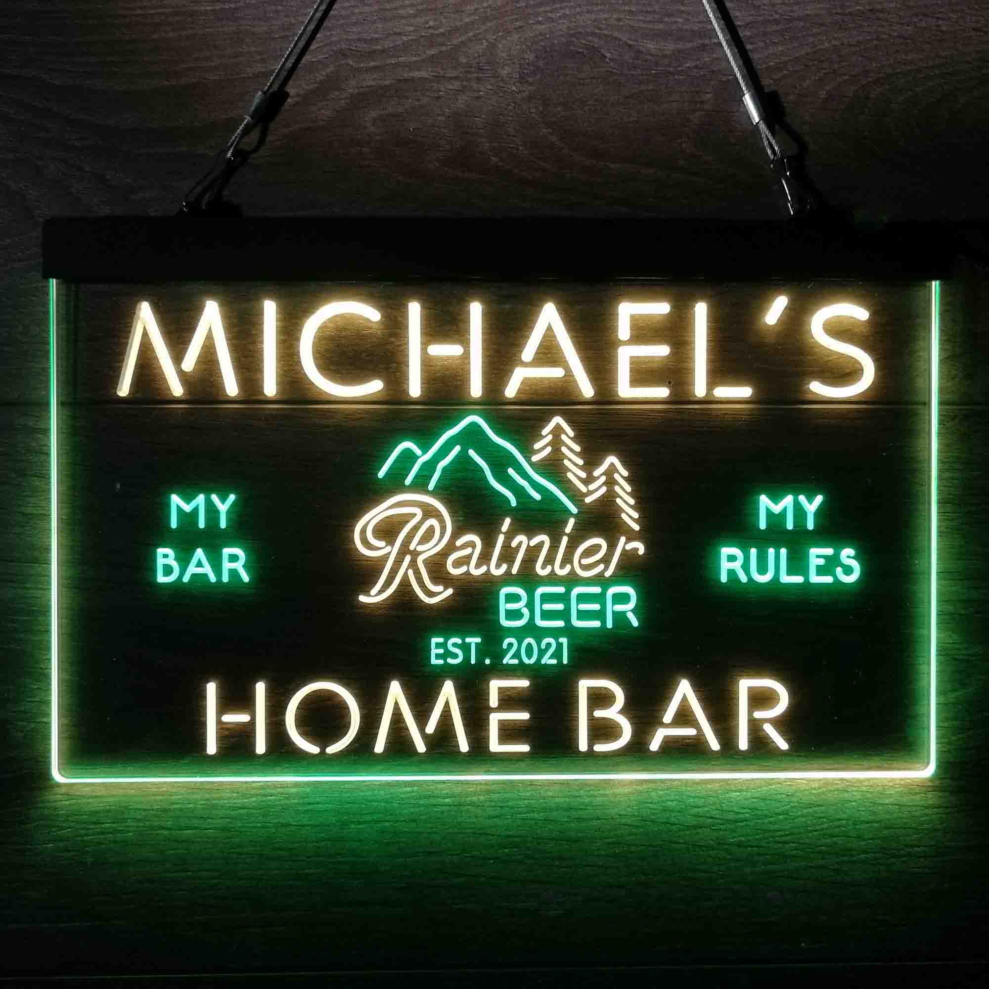 Custom Name Rainier Beer Club Mountain Room D¨¦cor Home Bar Neon LED Sign