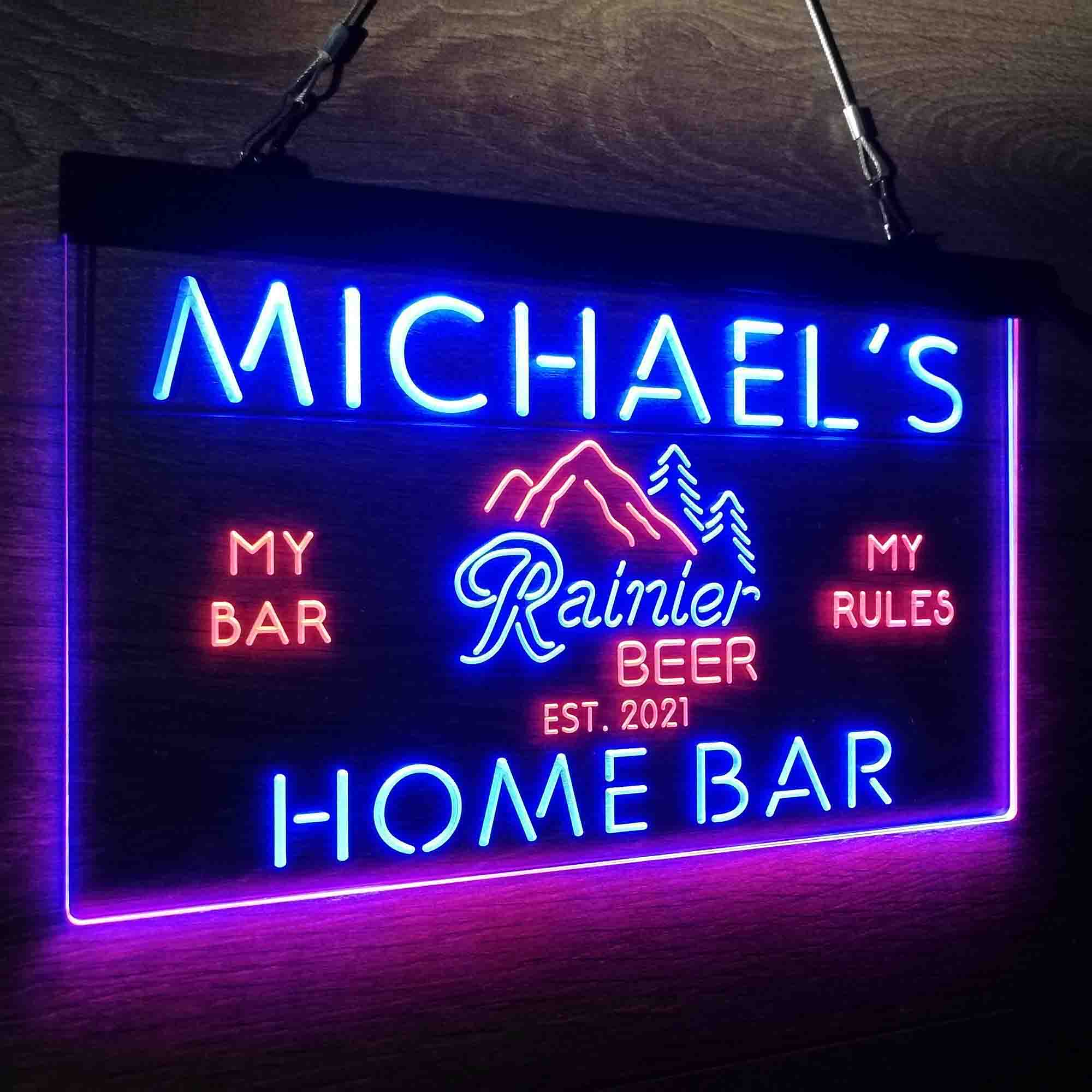 Custom Name Rainier Beer Club Mountain Room D¨¦cor Home Bar Neon LED Sign