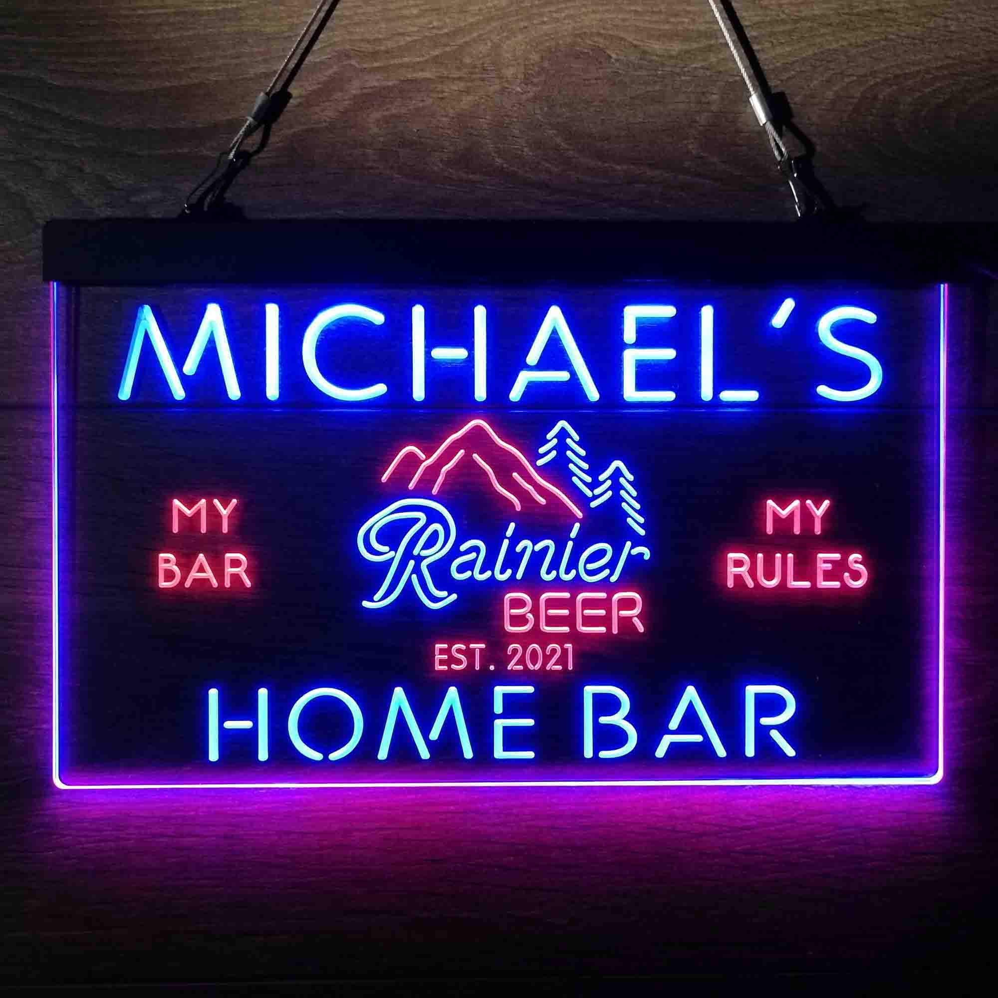 Custom Name Rainier Beer Club Mountain Room D¨¦cor Home Bar Neon LED Sign