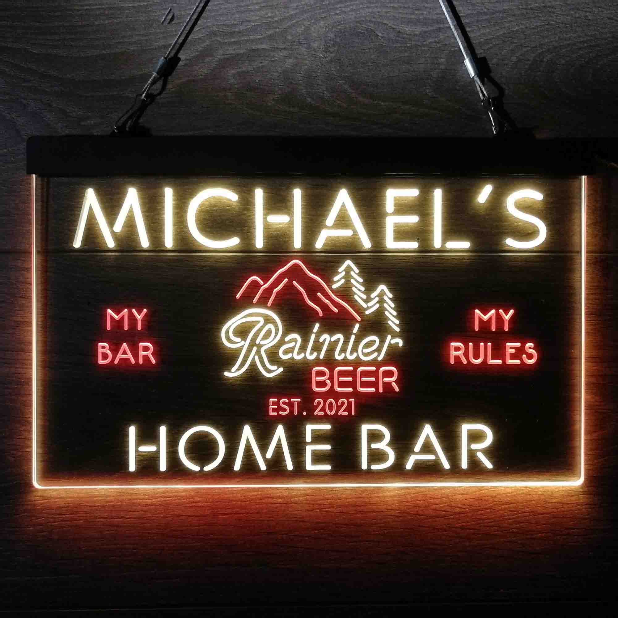 Custom Name Rainier Beer Club Mountain Room D¨¦cor Home Bar Neon LED Sign