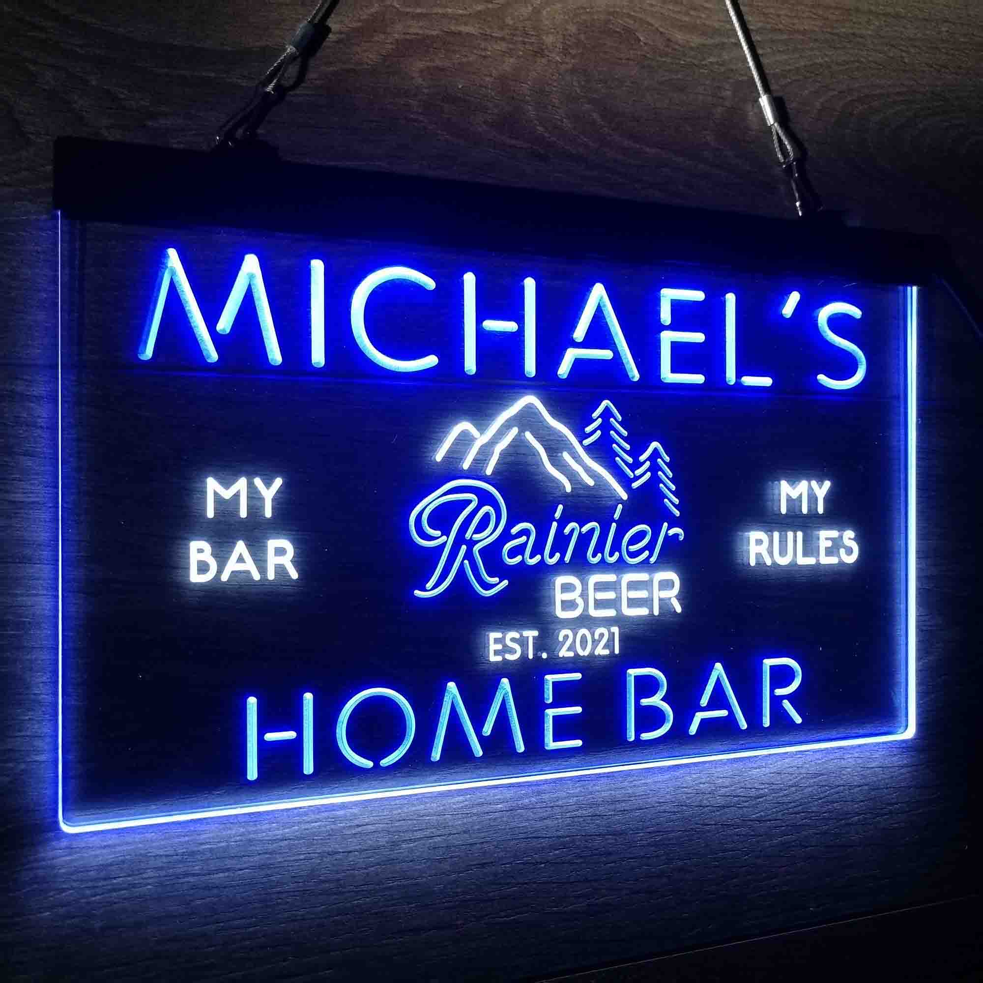 Custom Name Rainier Beer Club Mountain Room D¨¦cor Home Bar Neon LED Sign