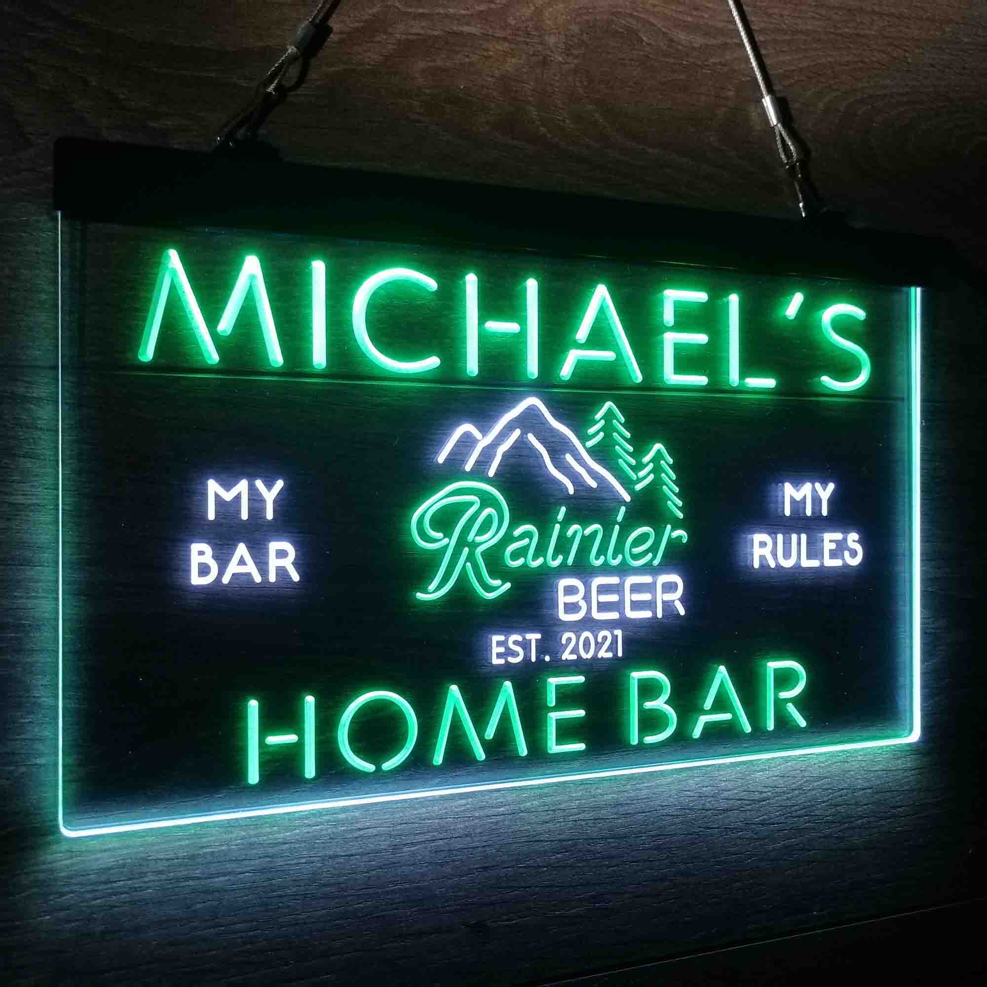 Custom Name Rainier Beer Club Mountain Room D¨¦cor Home Bar Neon LED Sign