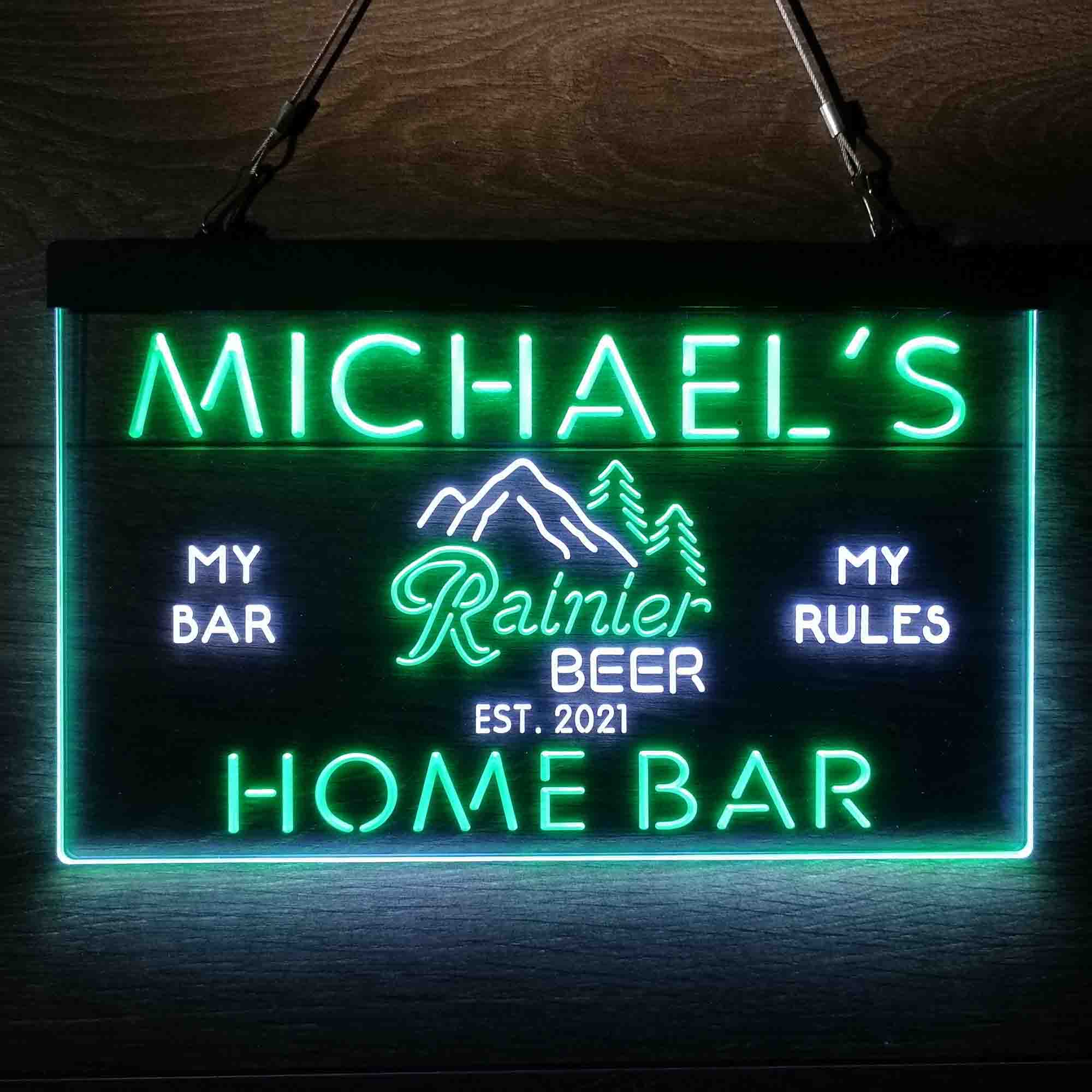 Custom Name Rainier Beer Club Mountain Room D¨¦cor Home Bar Neon LED Sign