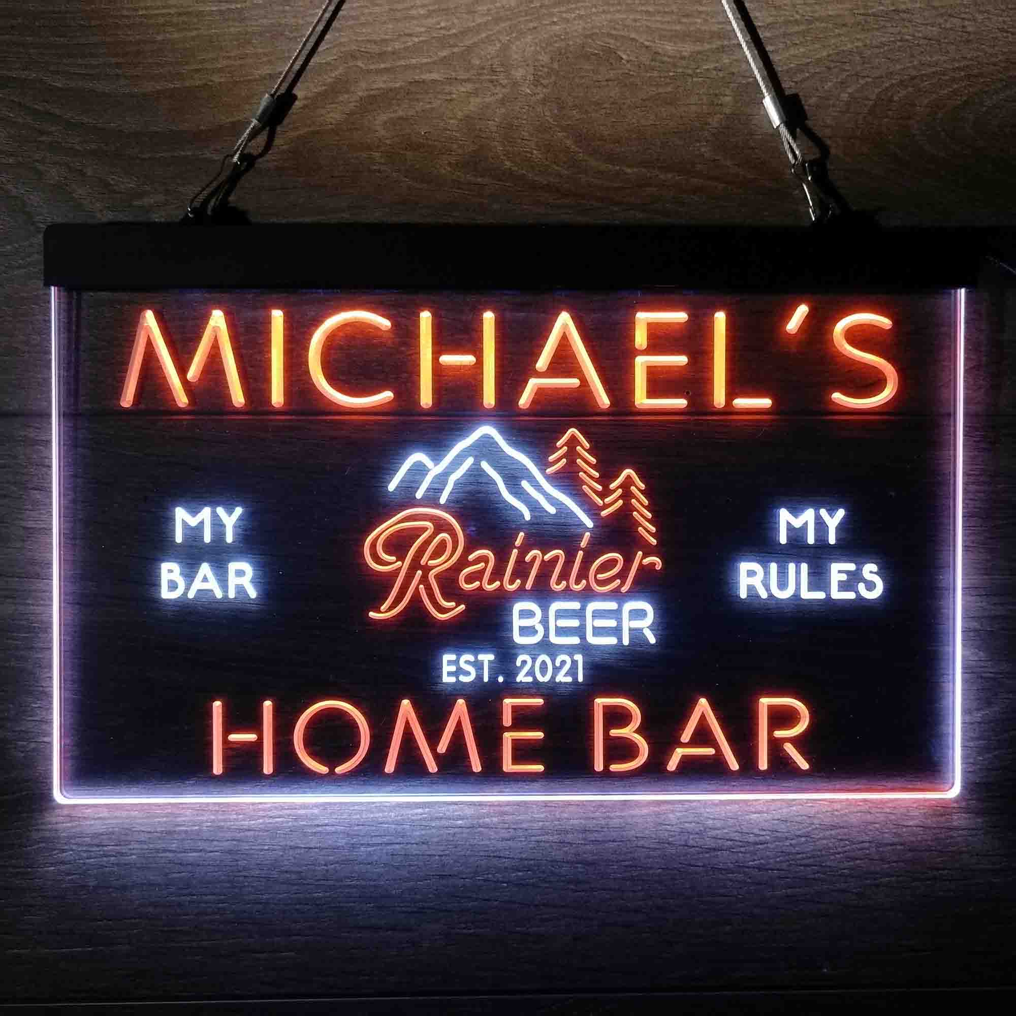 Custom Name Rainier Beer Club Mountain Room D¨¦cor Home Bar Neon LED Sign