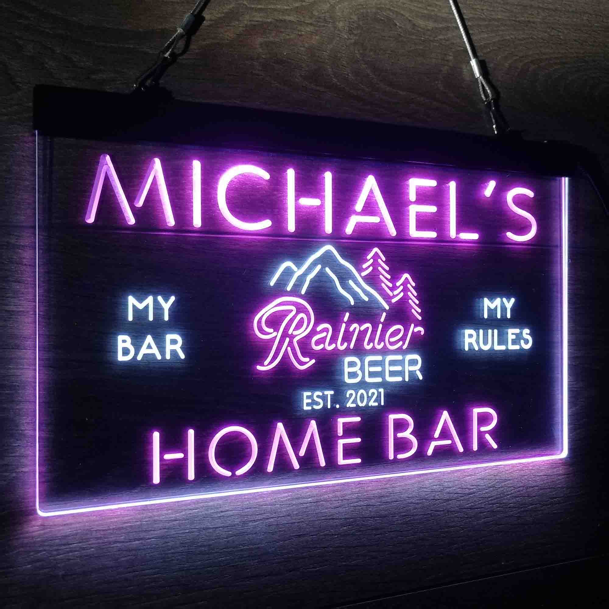 Custom Name Rainier Beer Club Mountain Room D¨¦cor Home Bar Neon LED Sign