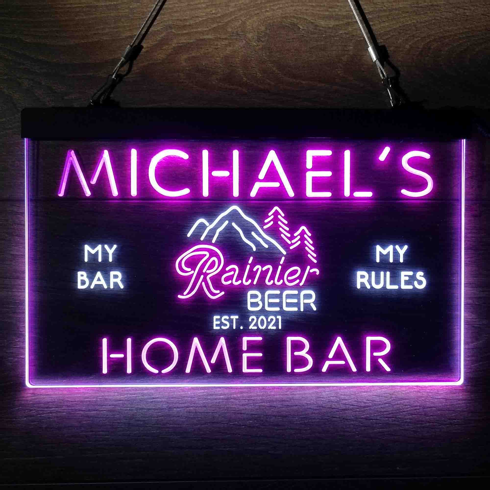 Custom Name Rainier Beer Club Mountain Room D¨¦cor Home Bar Neon LED Sign