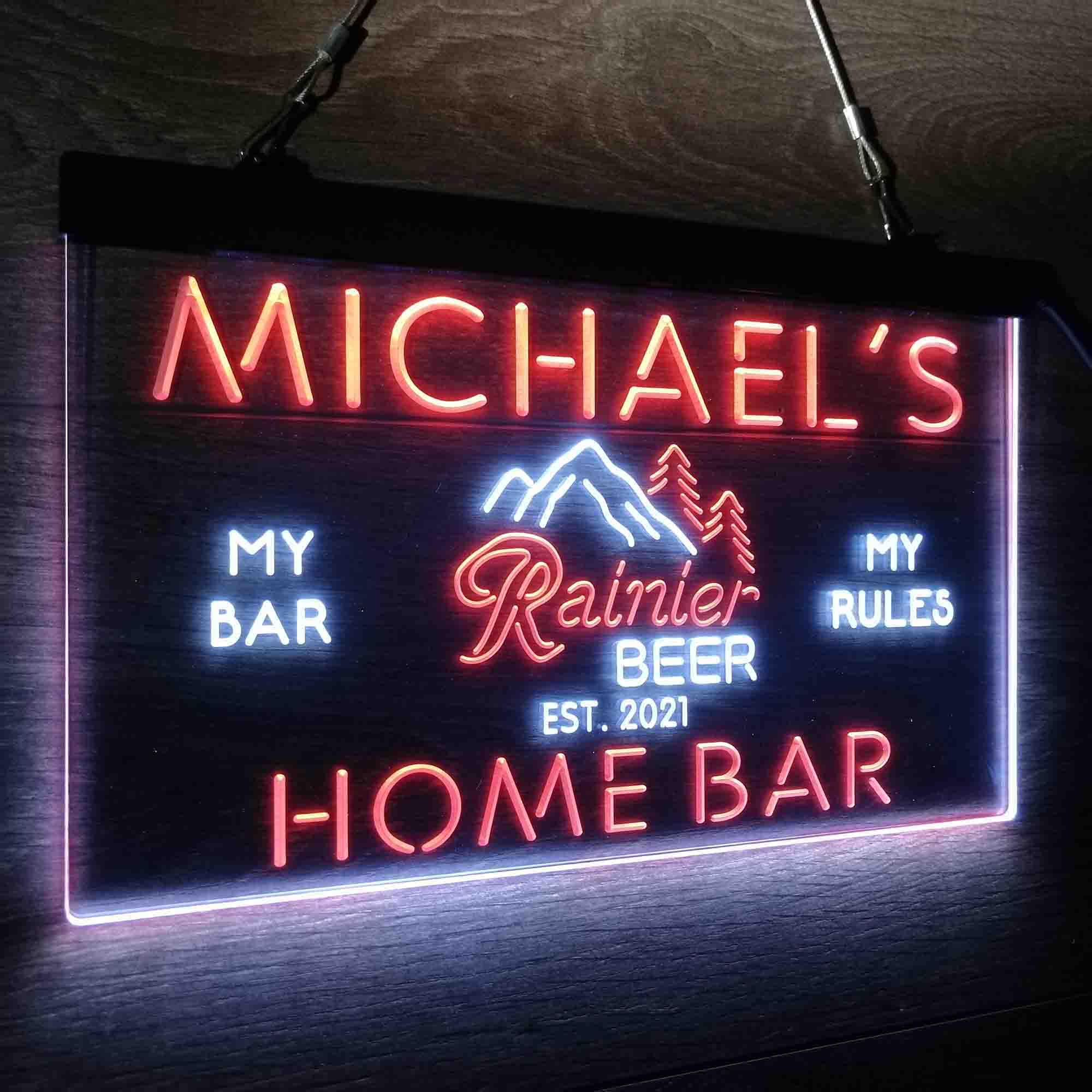 Custom Name Rainier Beer Club Mountain Room D¨¦cor Home Bar Neon LED Sign