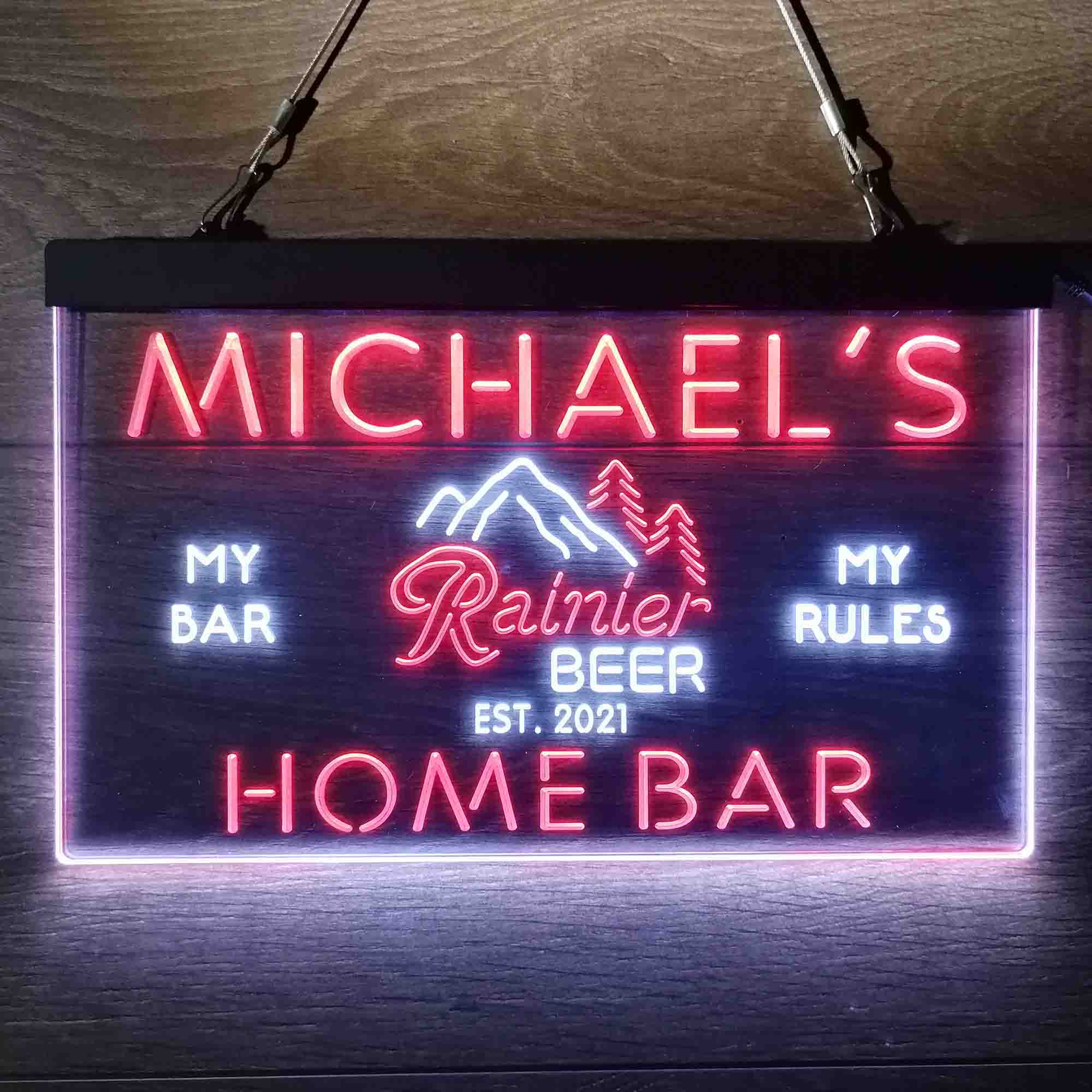 Custom Name Rainier Beer Club Mountain Room D¨¦cor Home Bar Neon LED Sign