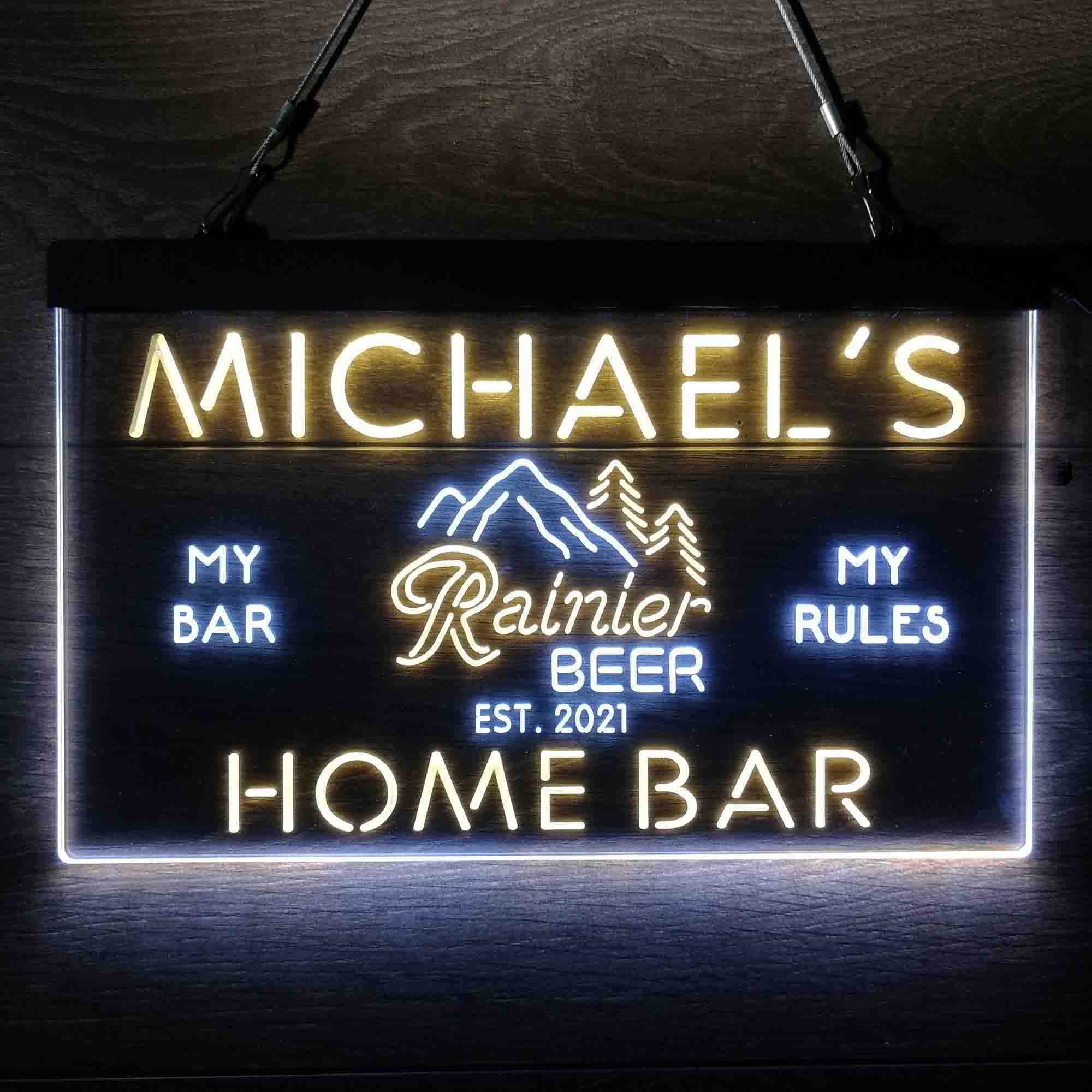 Custom Name Rainier Beer Club Mountain Room D¨¦cor Home Bar Neon LED Sign