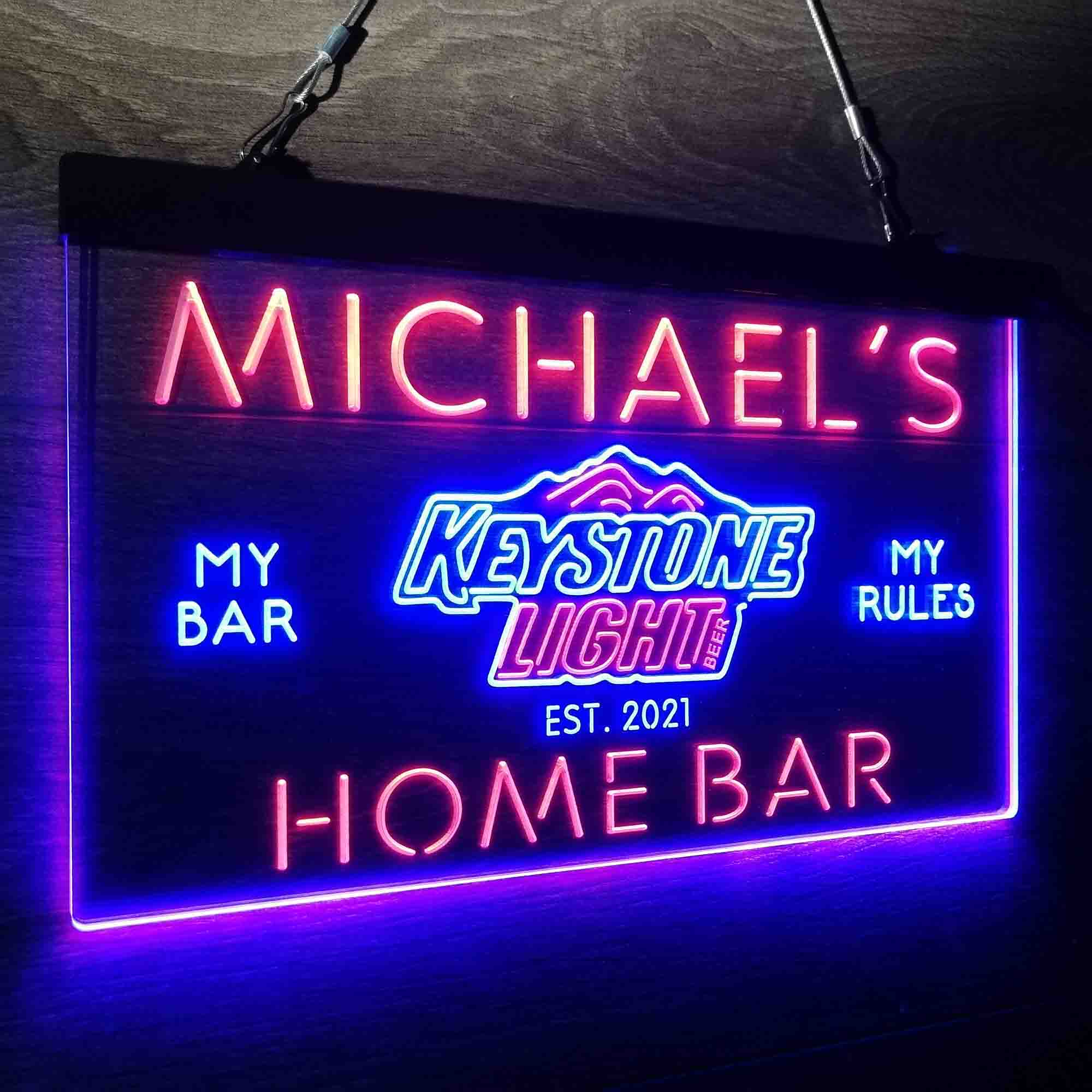 Custom Name Keystone Light Beer Home Bar Neon LED Sign