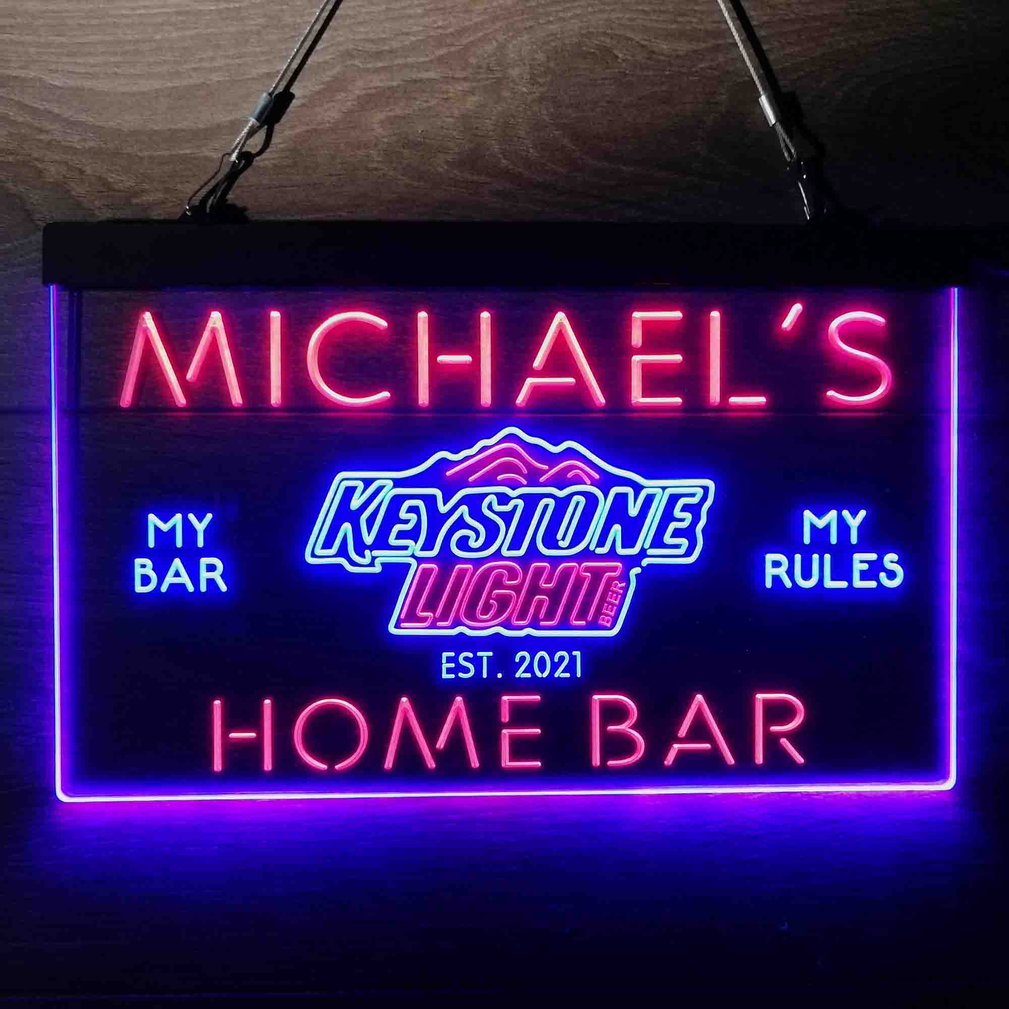 Custom Name Keystone Light Beer Home Bar Neon LED Sign