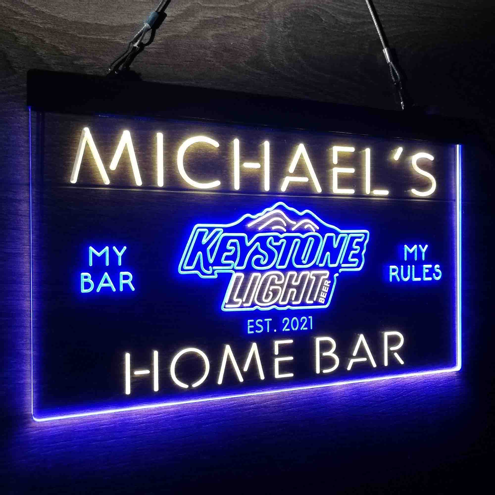 Custom Name Keystone Light Beer Home Bar Neon LED Sign