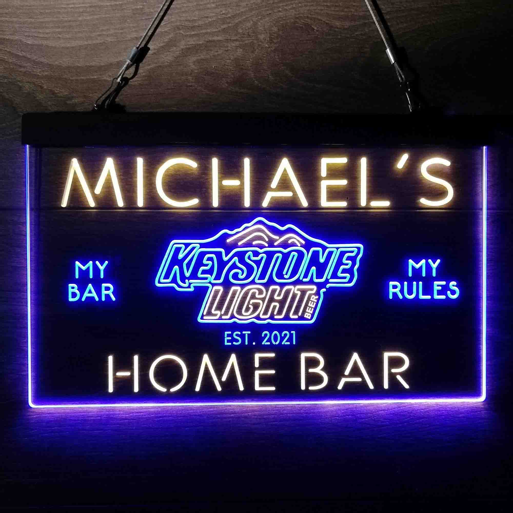 Custom Name Keystone Light Beer Home Bar Neon LED Sign