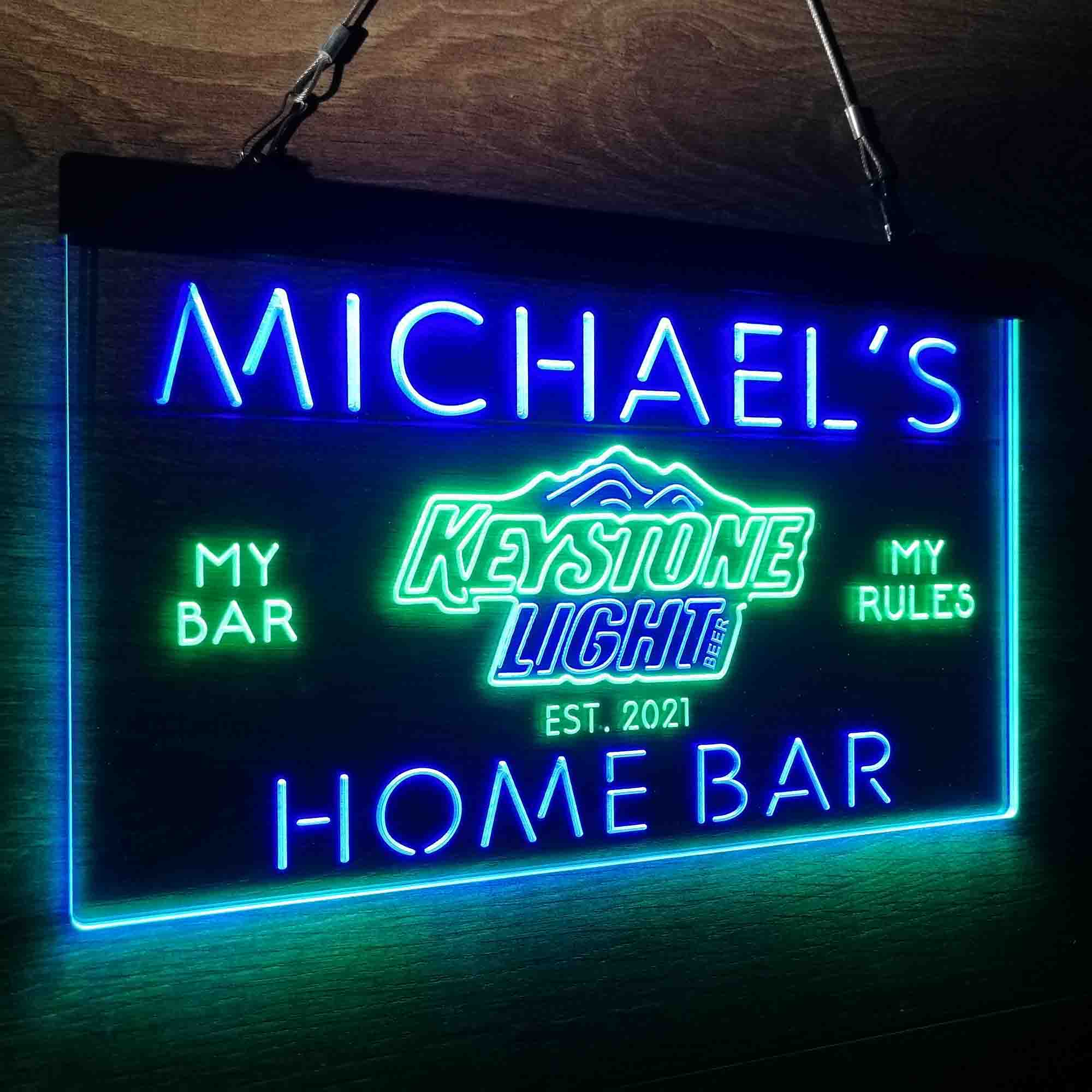 Custom Name Keystone Light Beer Home Bar Neon LED Sign