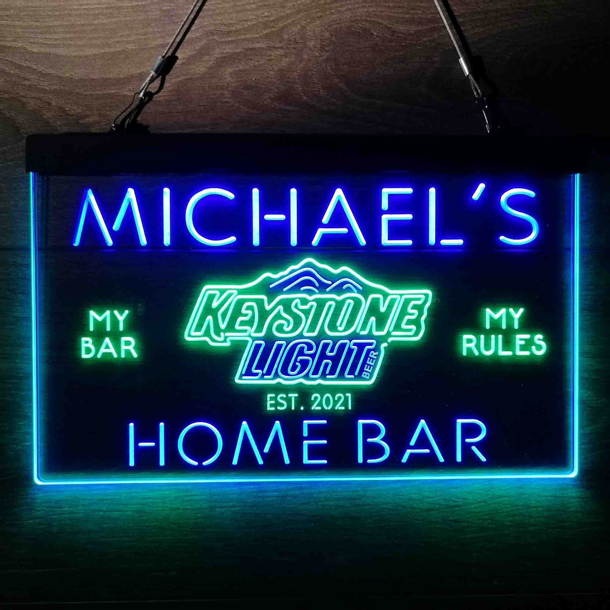 Custom Name Keystone Light Beer Home Bar Neon LED Sign