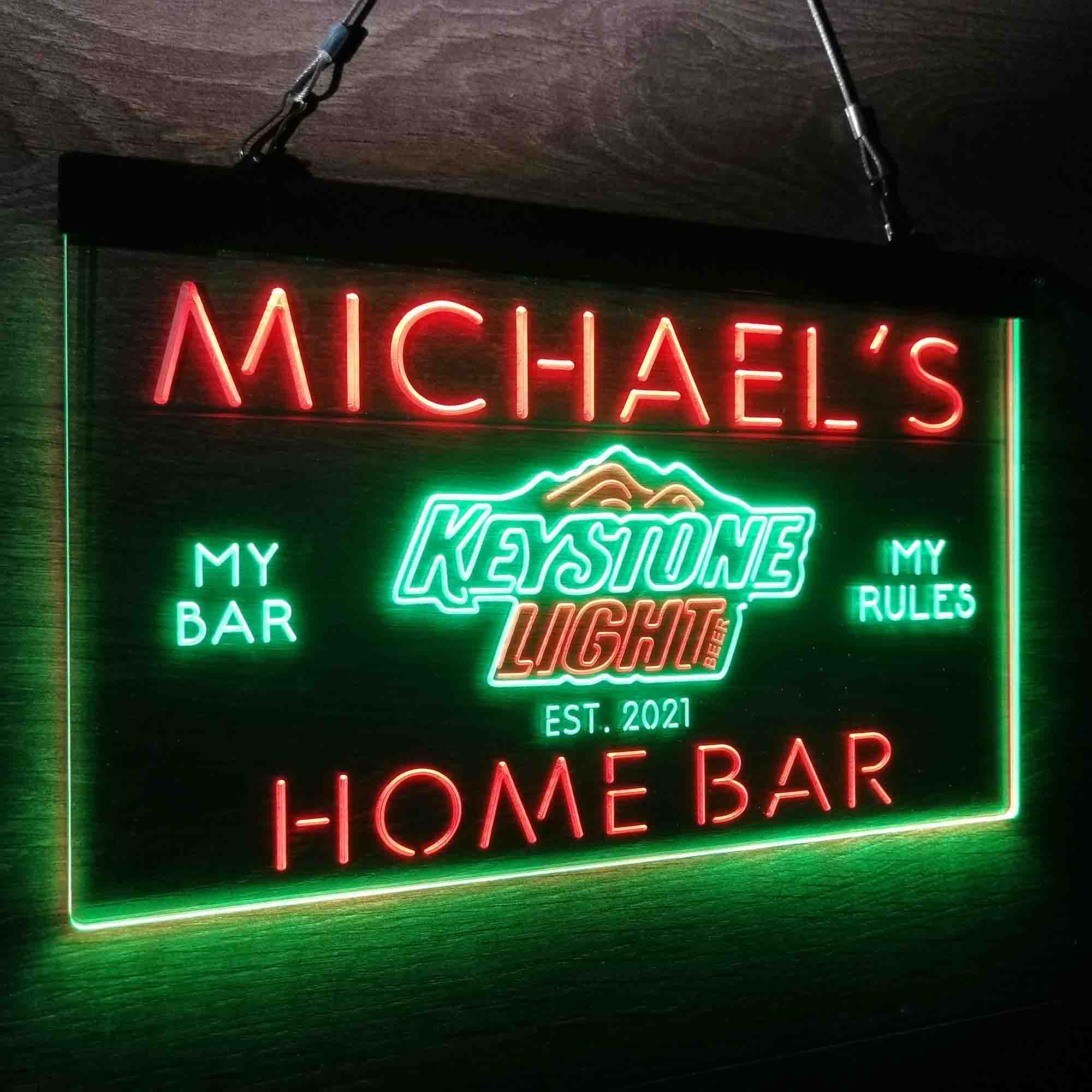 Custom Name Keystone Light Beer Home Bar Neon LED Sign