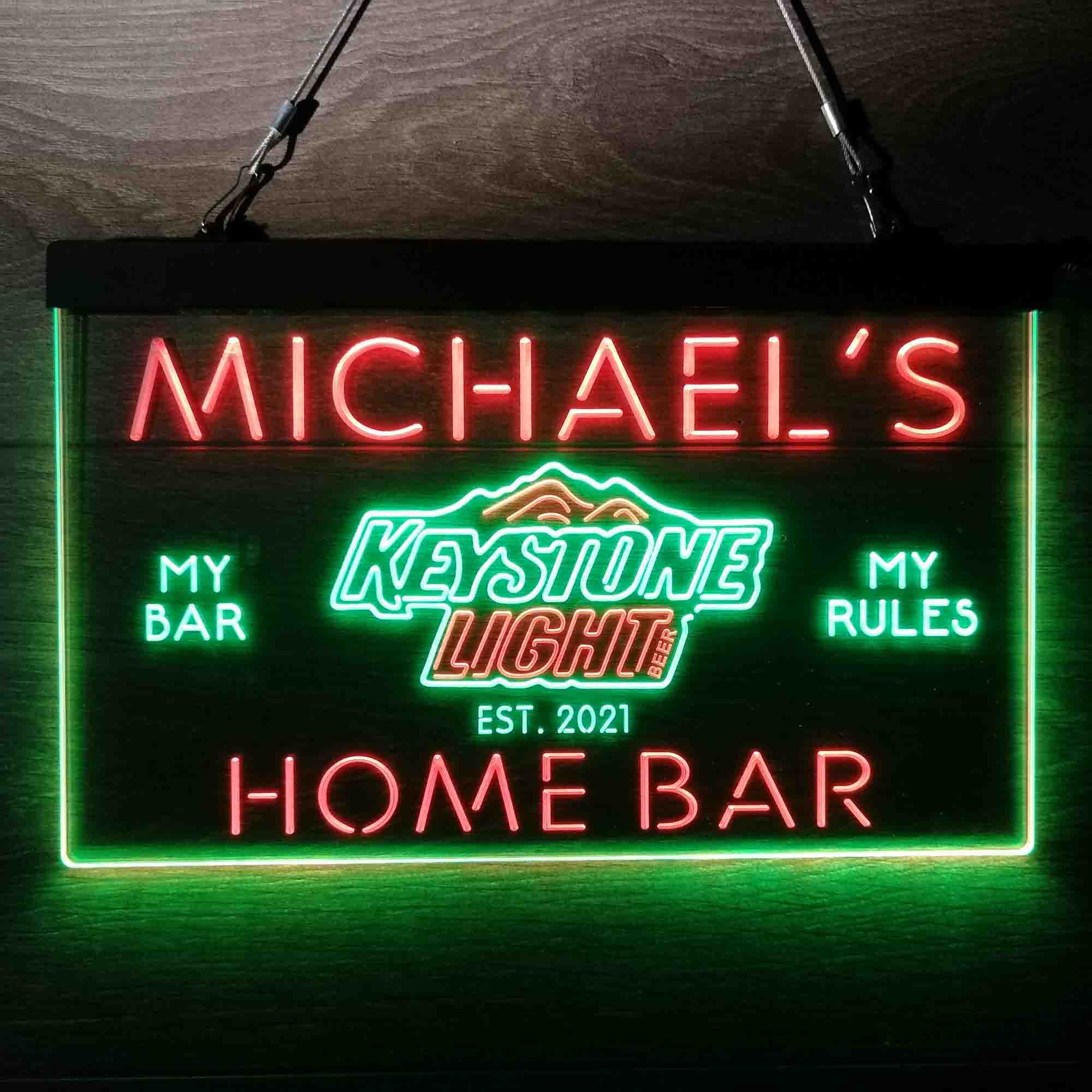 Custom Name Keystone Light Beer Home Bar Neon LED Sign