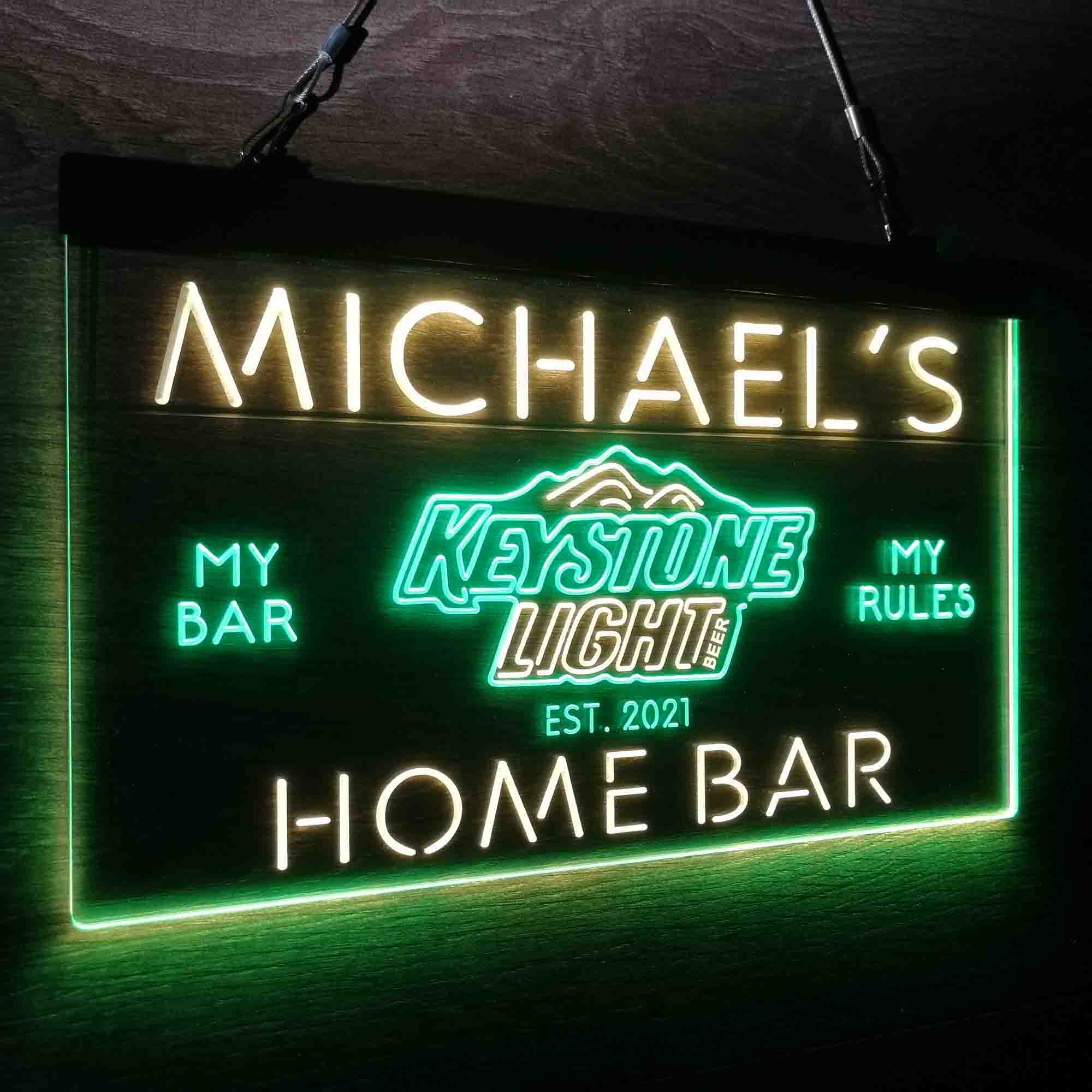 Custom Name Keystone Light Beer Home Bar Neon LED Sign