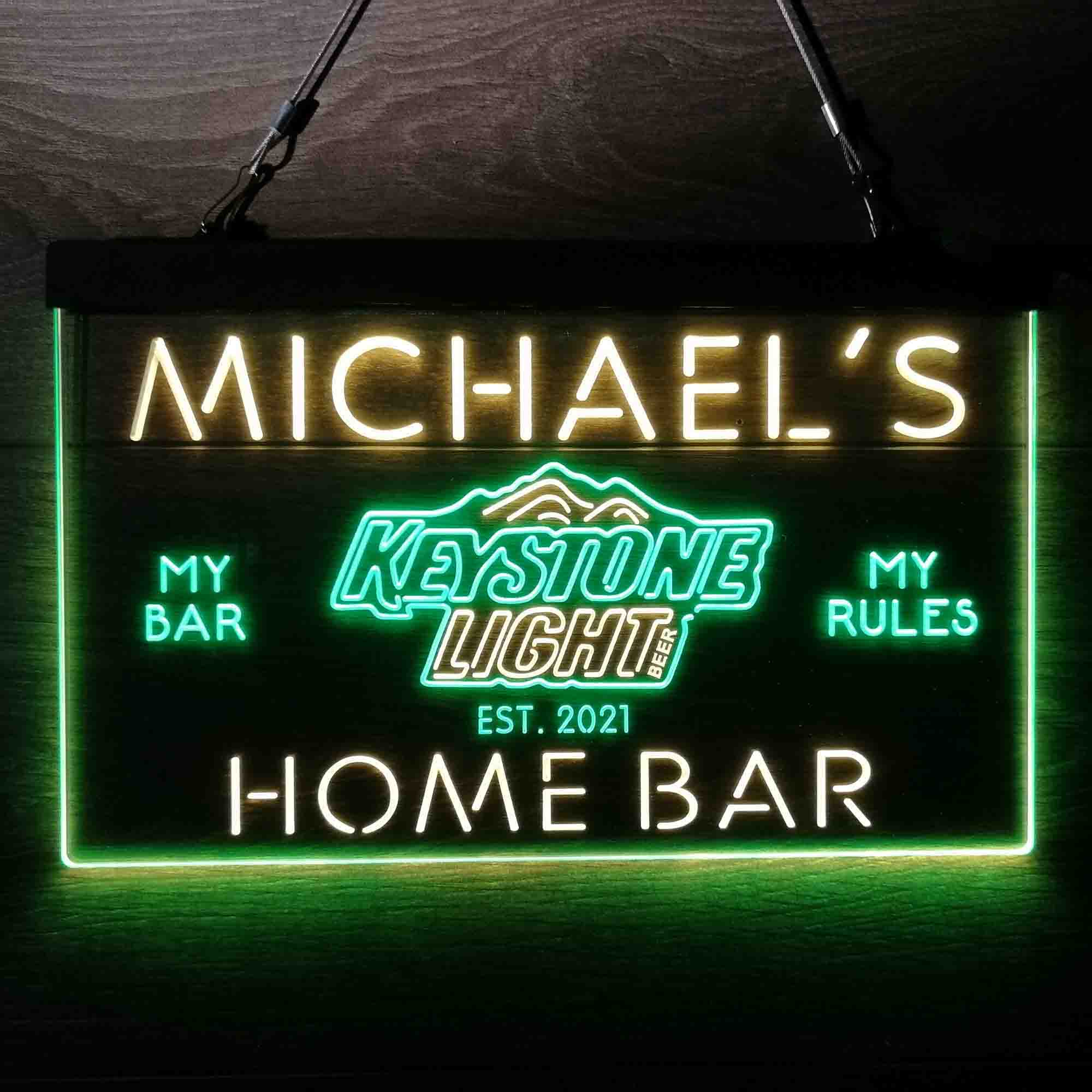 Custom Name Keystone Light Beer Home Bar Neon LED Sign