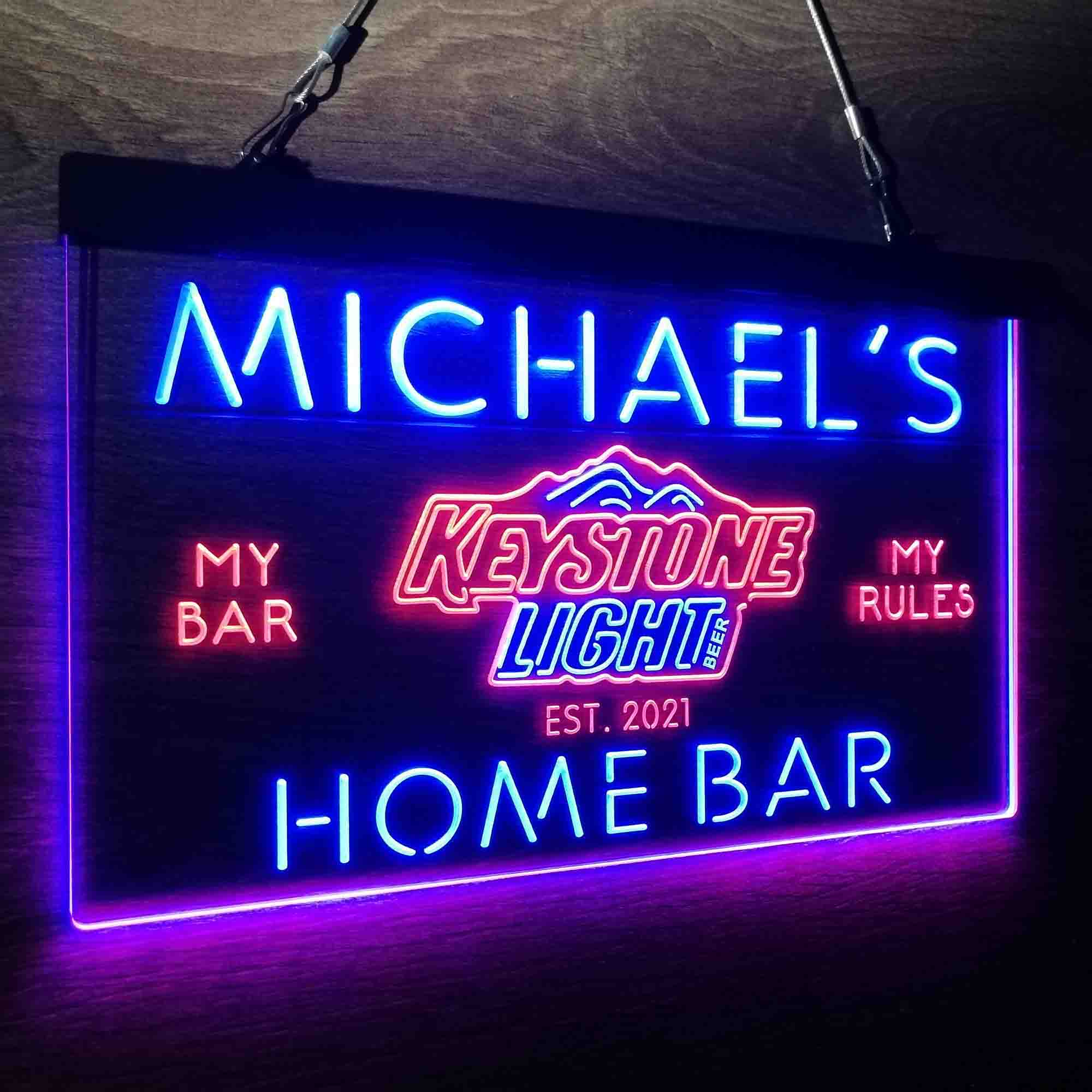 Custom Name Keystone Light Beer Home Bar Neon LED Sign