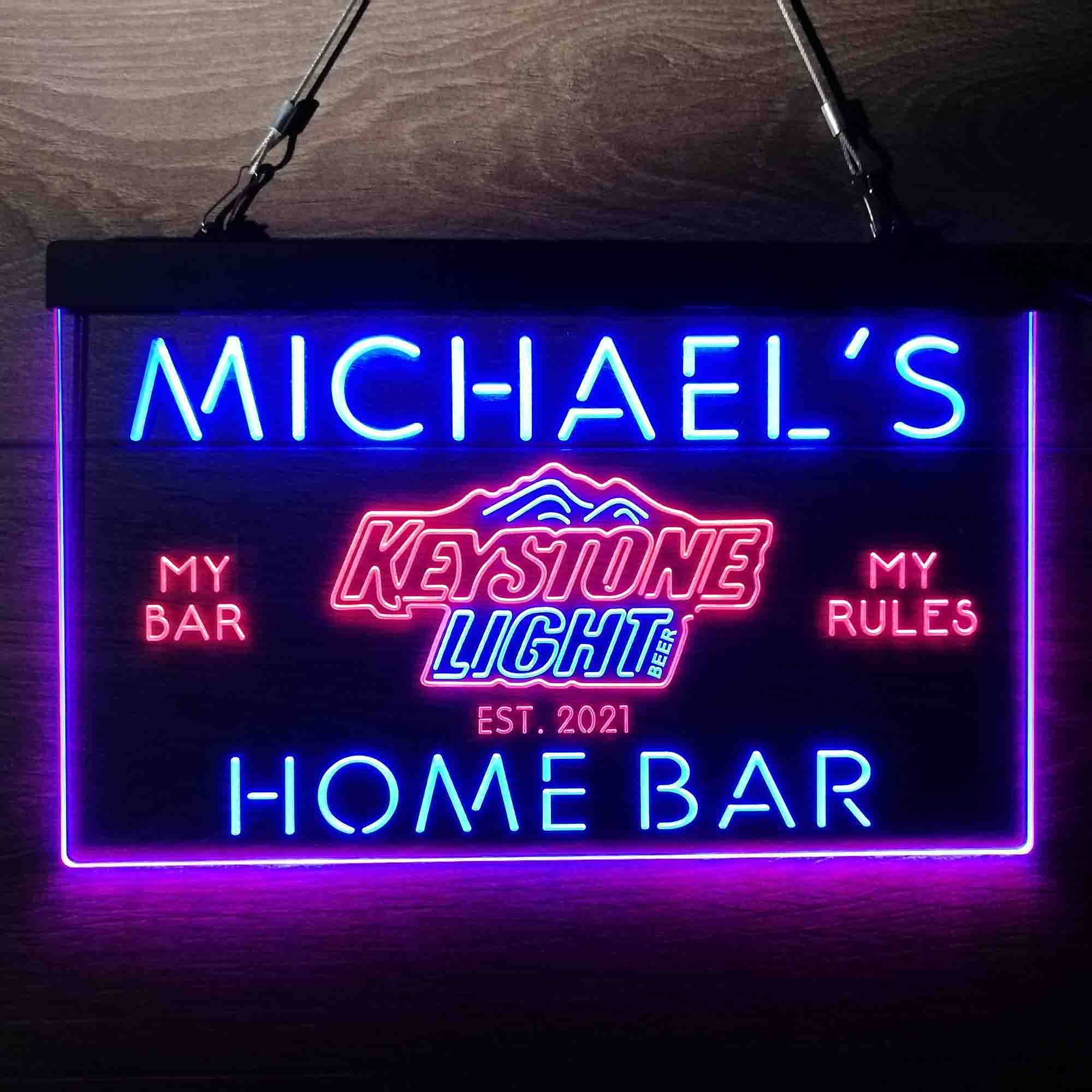 Custom Name Keystone Light Beer Home Bar Neon LED Sign